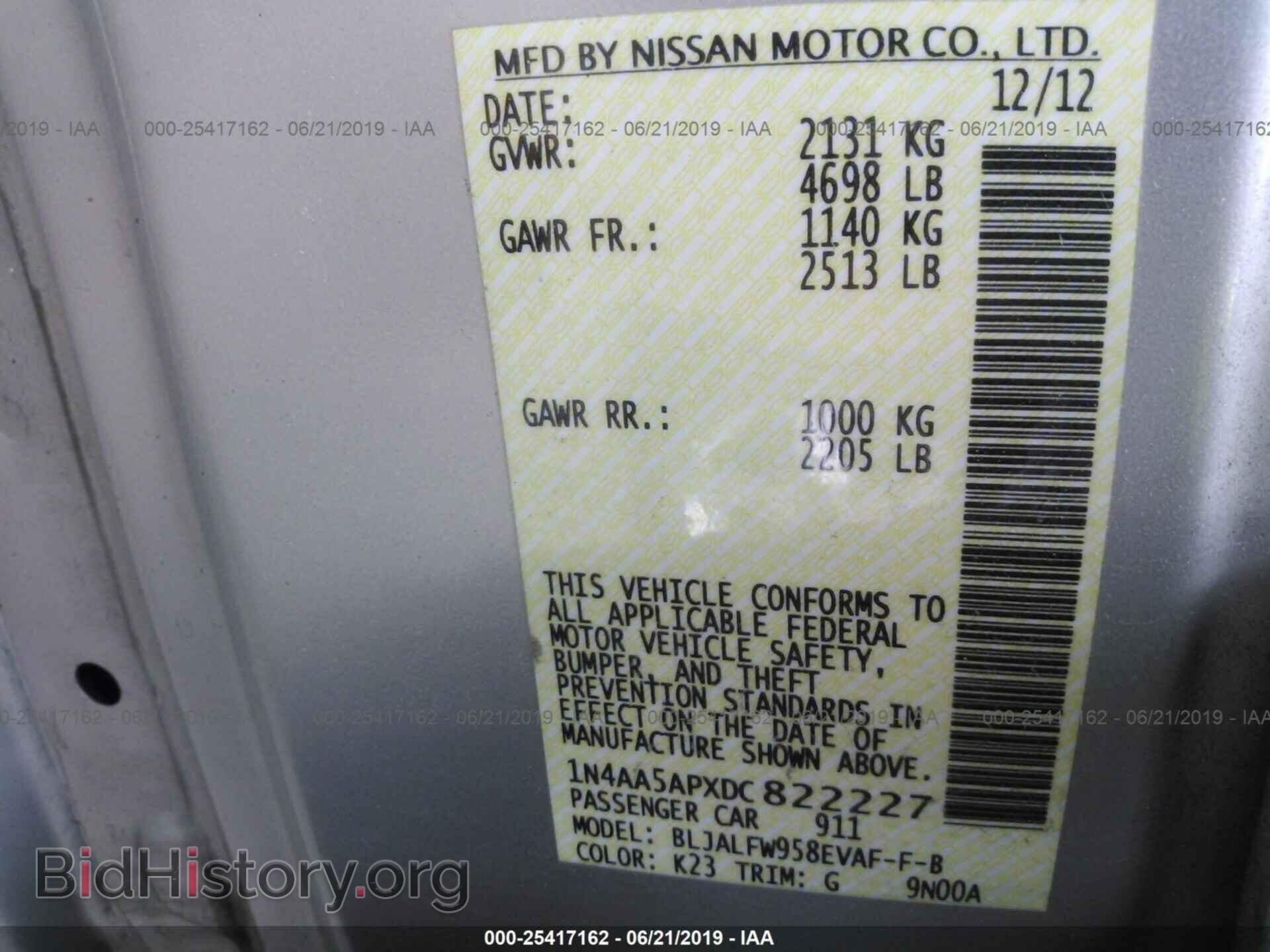 2013 NISSAN MAXIMA - VIN: 1N4AA5APXDC822227 - Фото 9