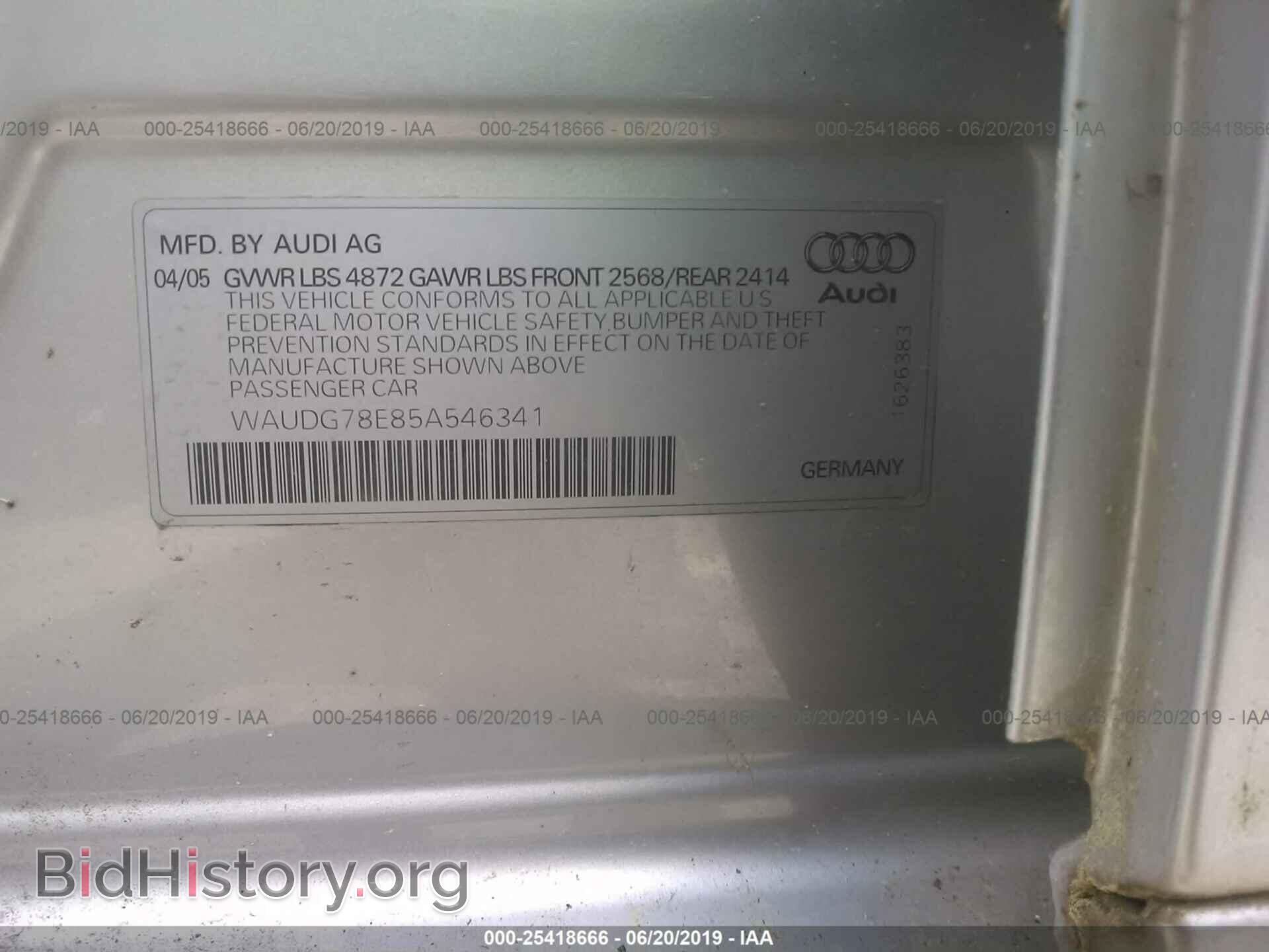 2005 AUDI A4 - VIN: WAUDG78E85A546341 - Фото 9