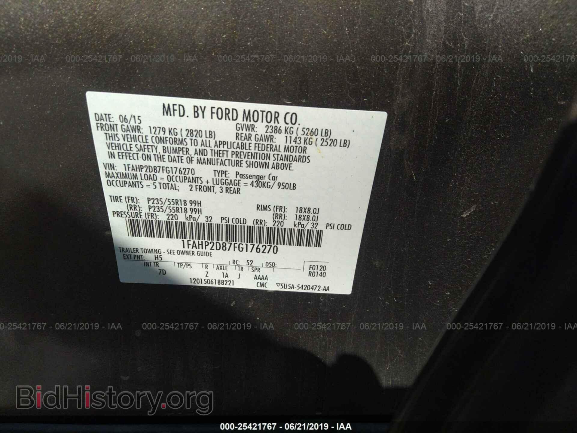 2015 FORD TAURUS - VIN: 1FAHP2D87FG176270 - Photo 9
