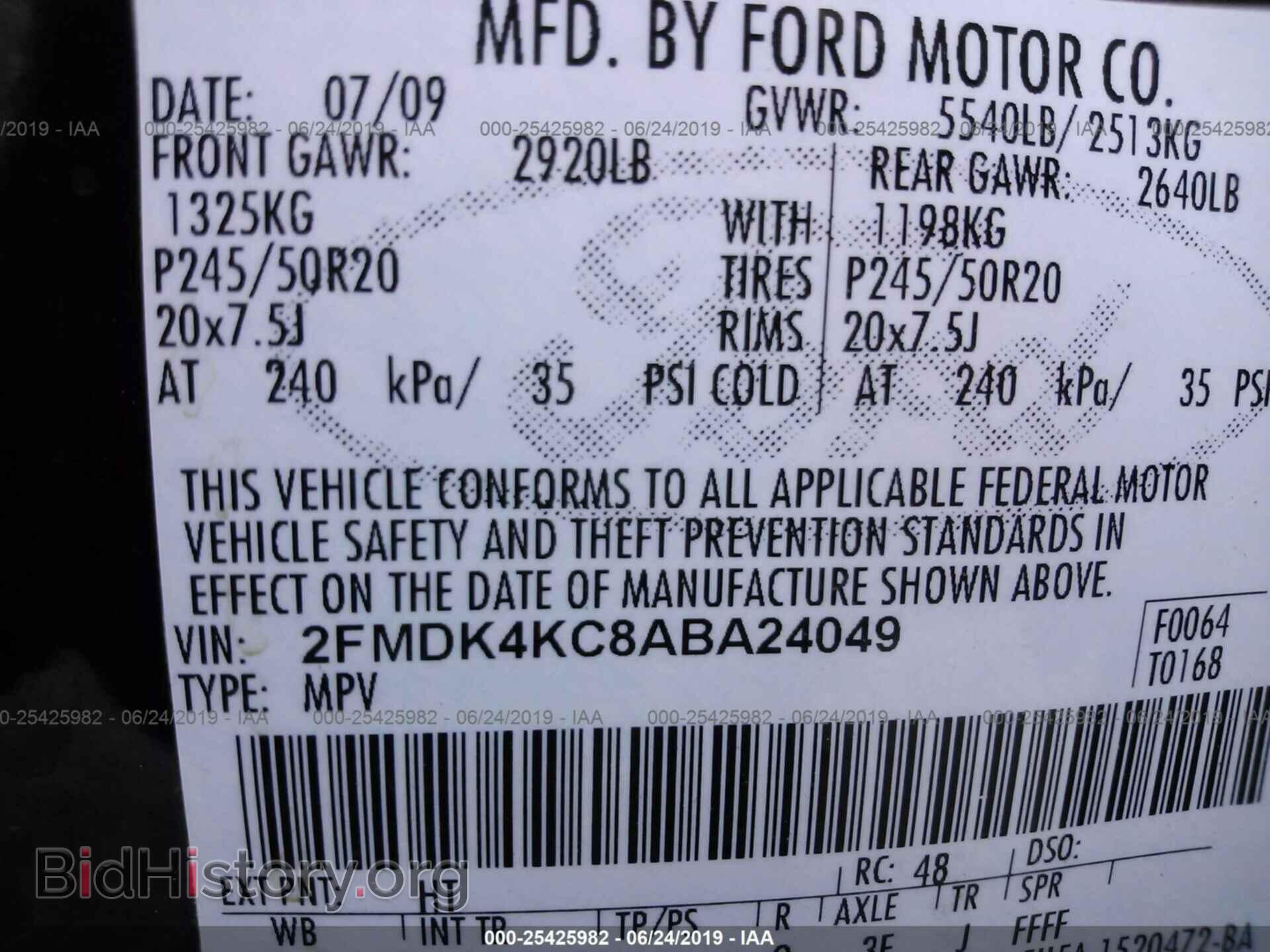 2010 FORD EDGE - VIN: 2FMDK4KC8ABA24049 - Photo 9