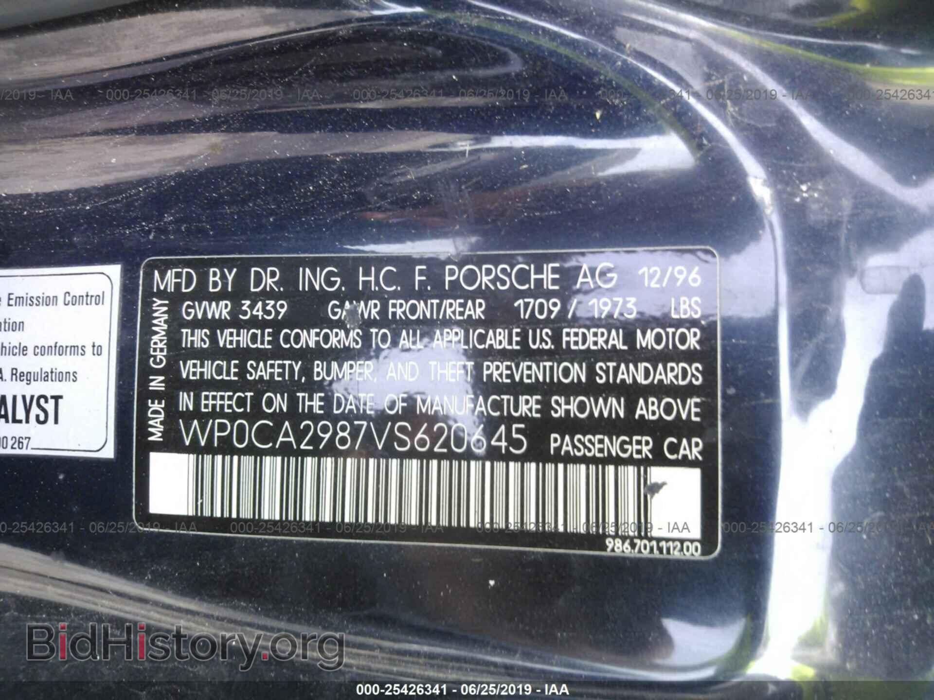 1997 PORSCHE BOXSTER - VIN: WP0CA2987VS620645 - Фото 9