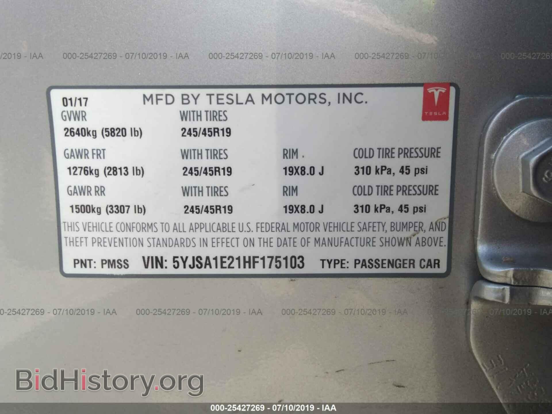 2017 TESLA MODEL S - VIN: 5YJSA1E21HF175103 - Photo 9