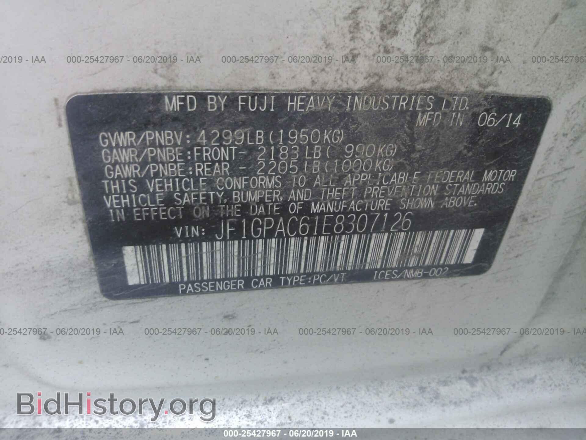 2014 SUBARU IMPREZA - VIN: JF1GPAC61E8307126 - Фото 9