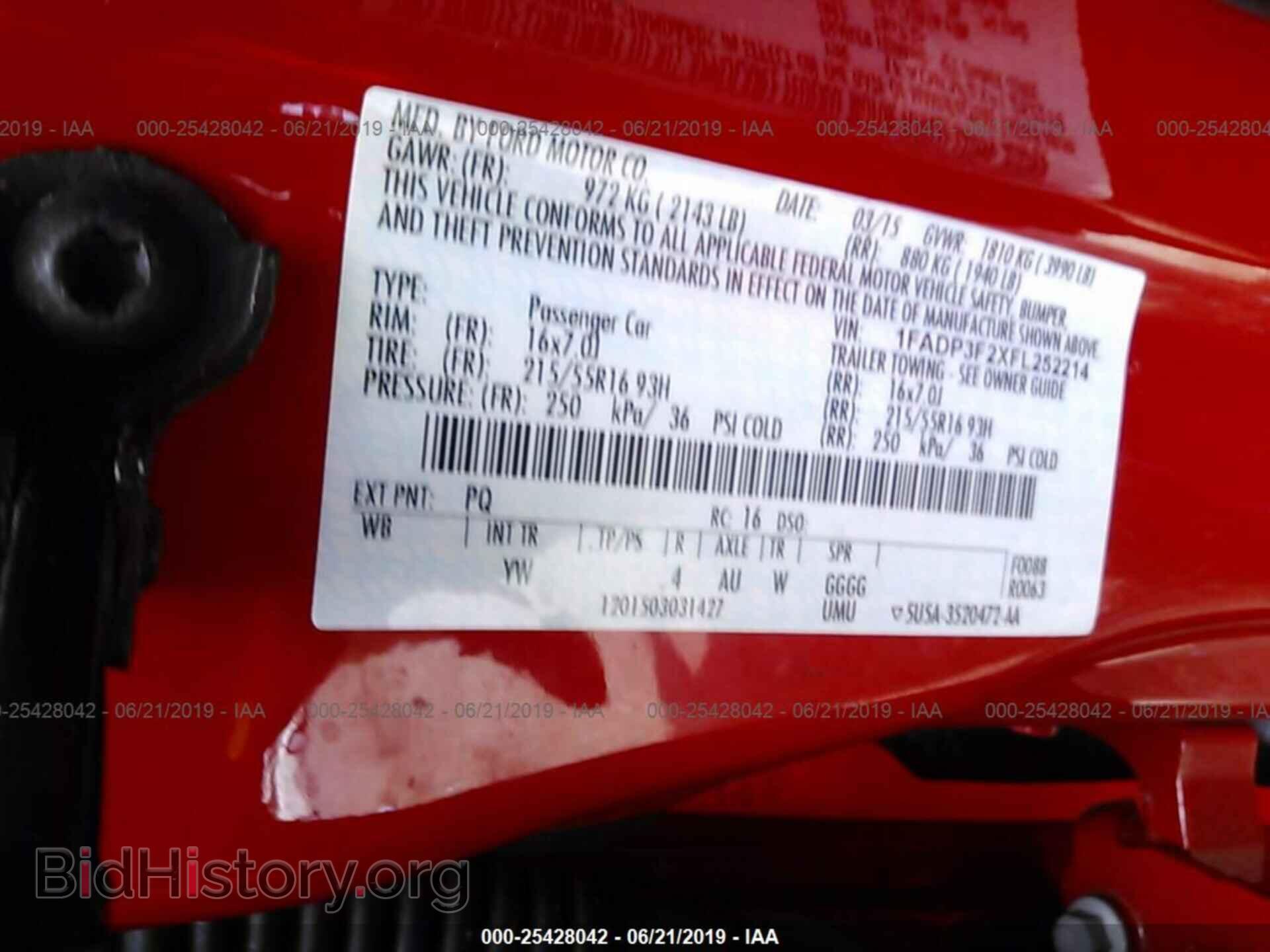 2015 FORD FOCUS - VIN: 1FADP3F2XFL252214 - Фото 9