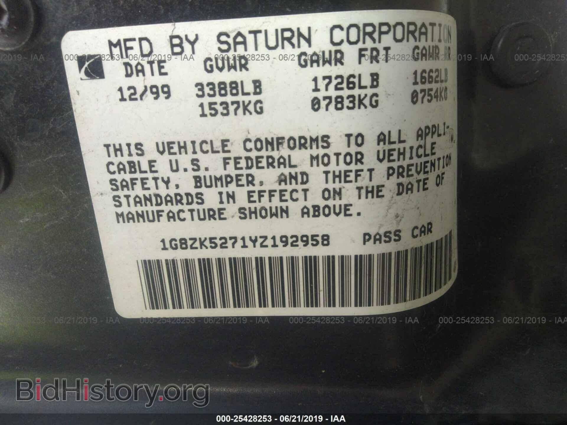 2000 SATURN SL2 - VIN: 1G8ZK5271YZ192958 - Фото 9