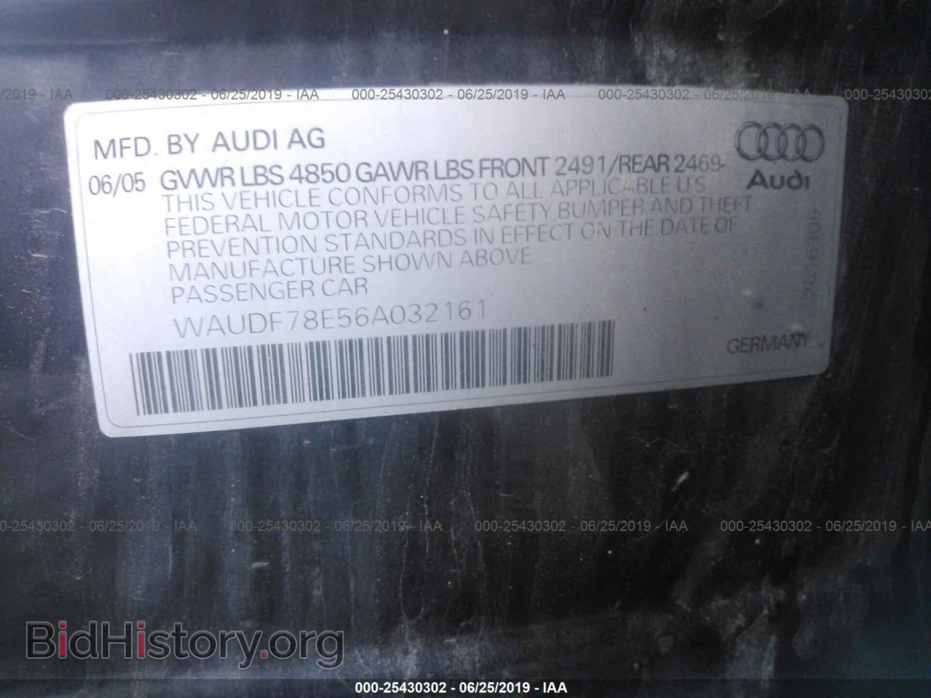 2006 AUDI A4 - VIN: WAUDF78E56A032161 - Фото 9