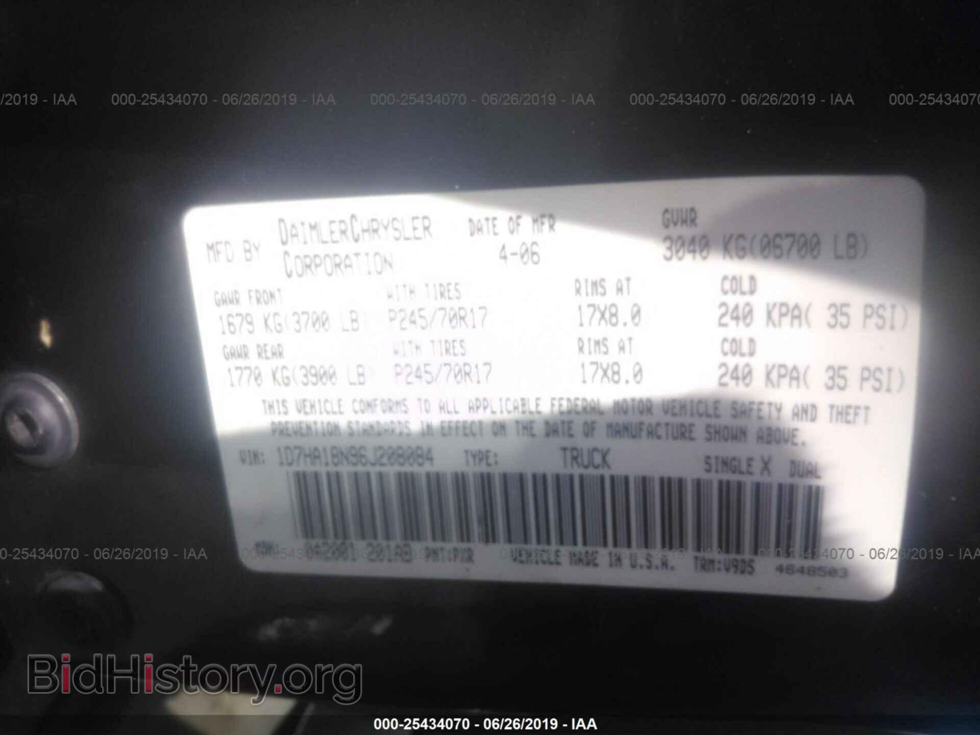 2006 DODGE RAM 1500 - VIN: 1D7HA18N96J208084 - Фото 9