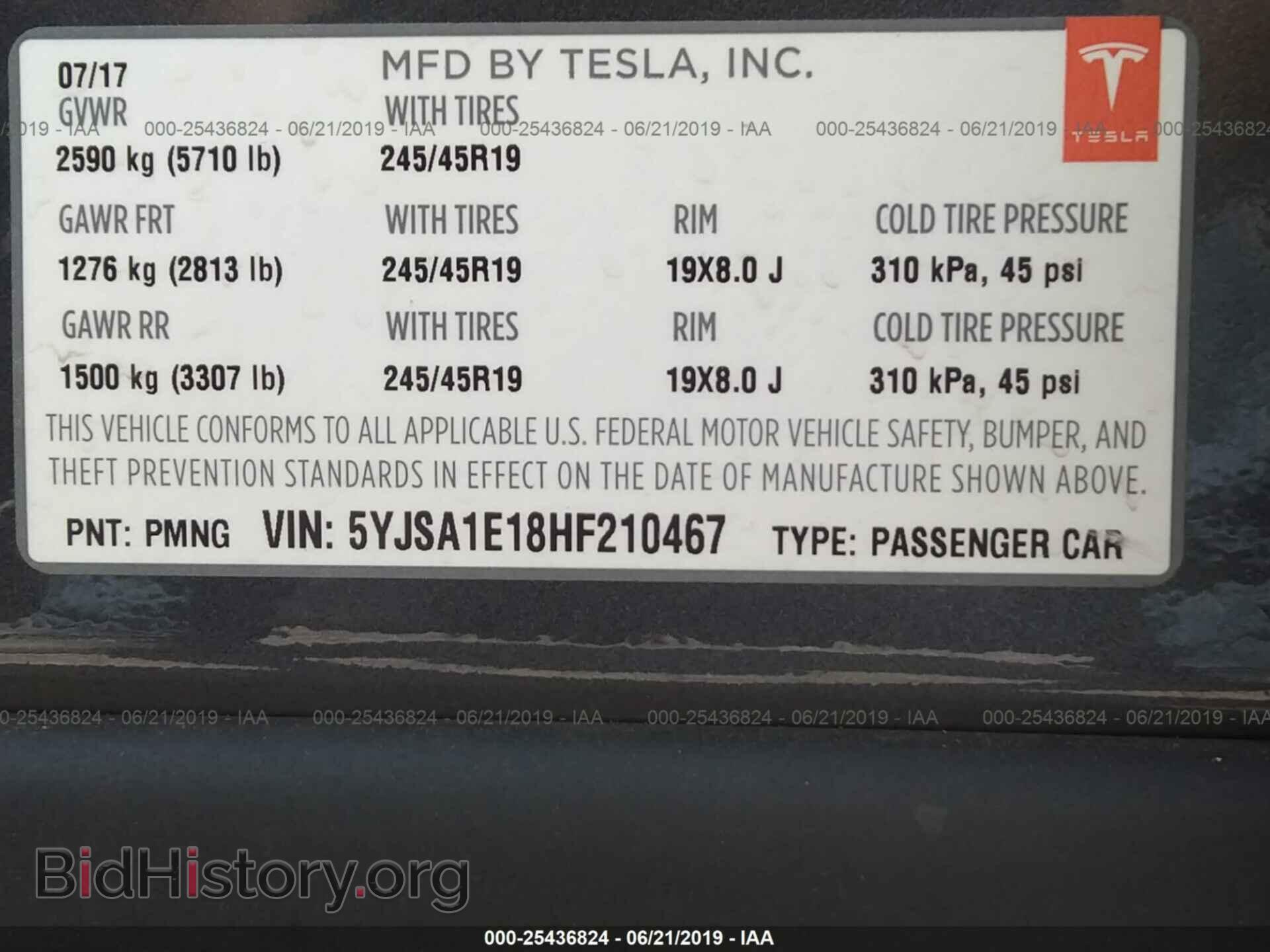 2017 TESLA MODEL S - VIN: 5YJSA1E18HF210467 - Photo 9