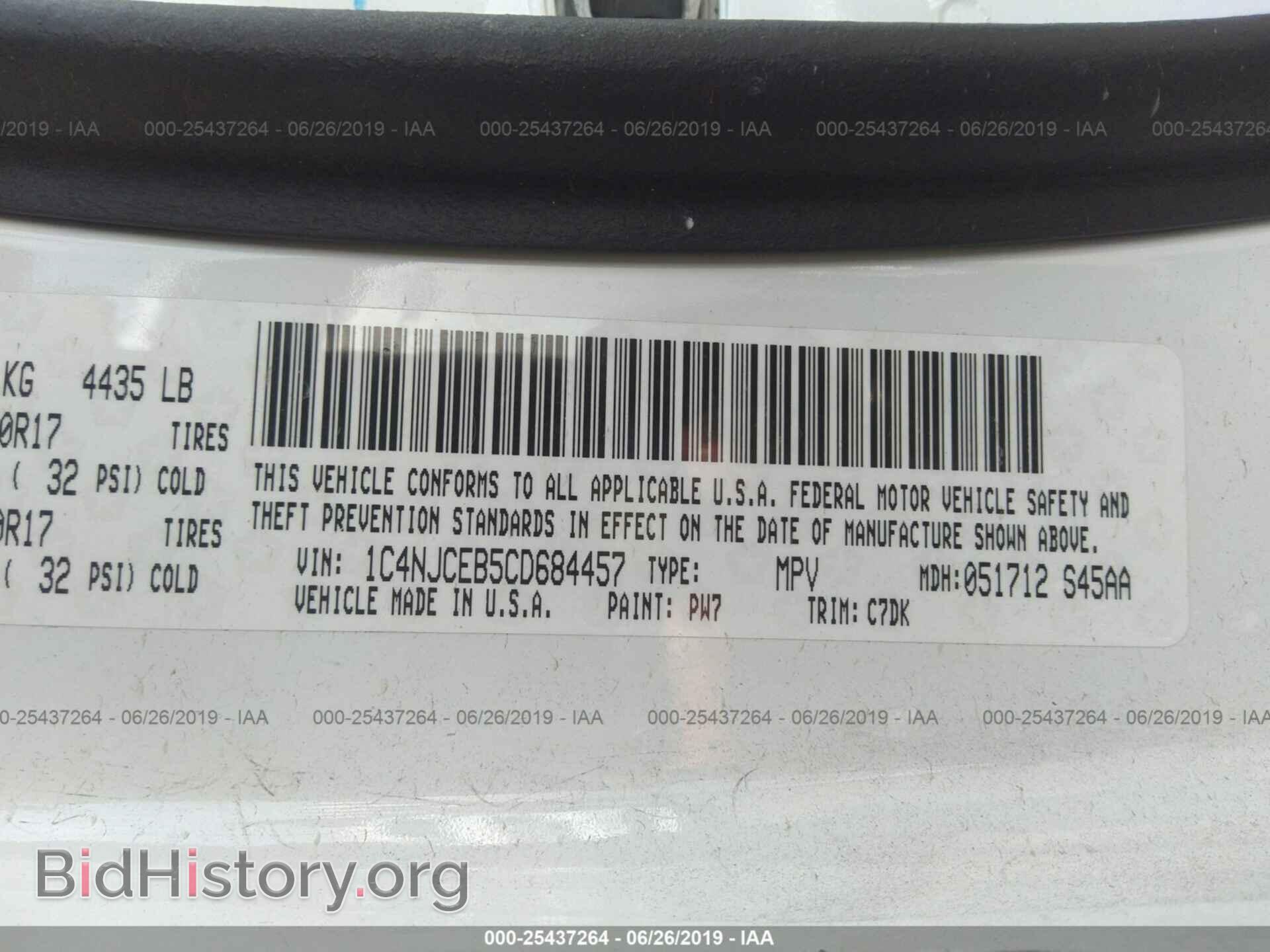 2012 JEEP COMPASS - VIN: 1C4NJCEB5CD684457 - Фото 9