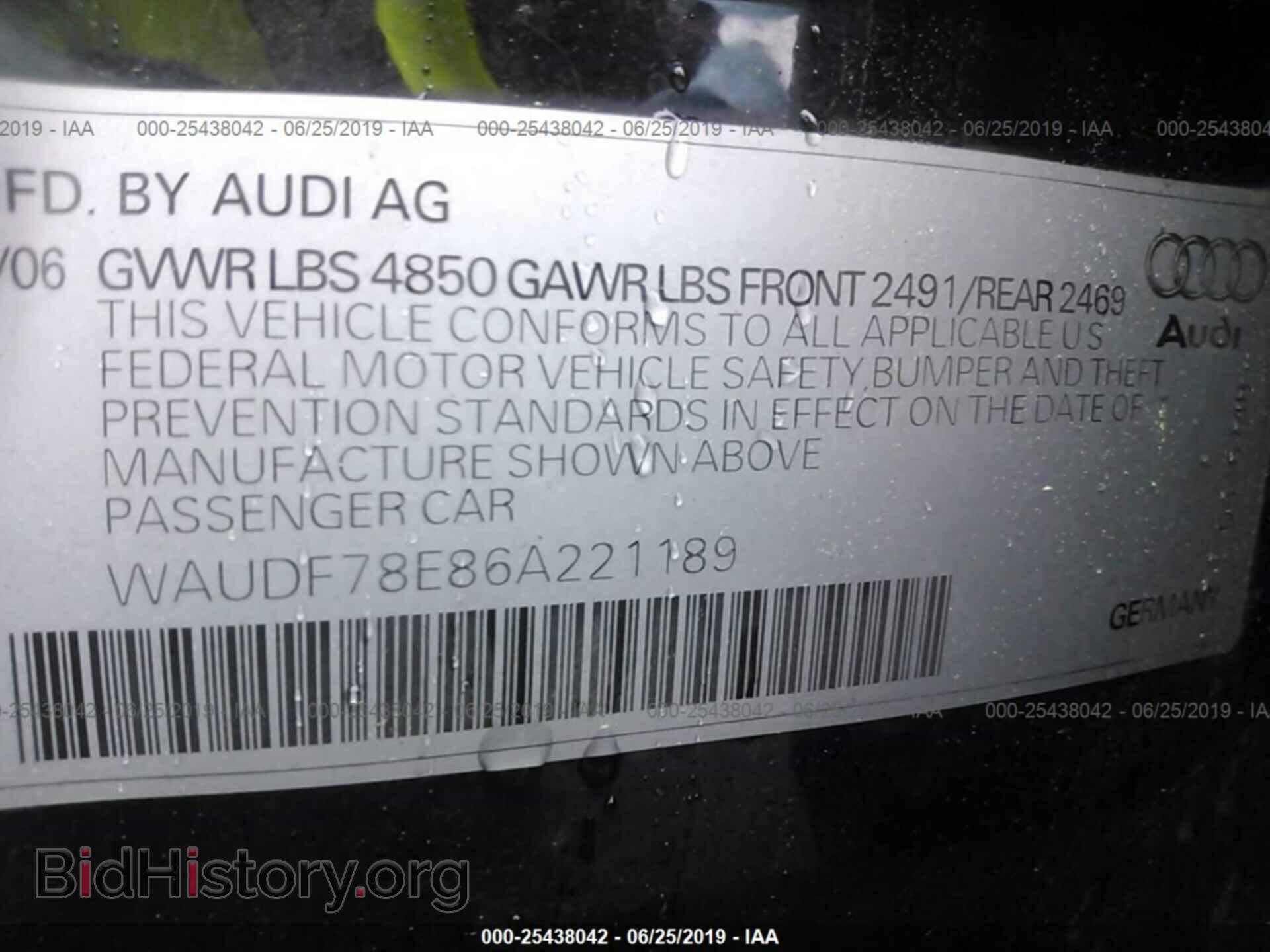 2006 AUDI A4 - VIN: WAUDF78E86A221189 - Photo 9