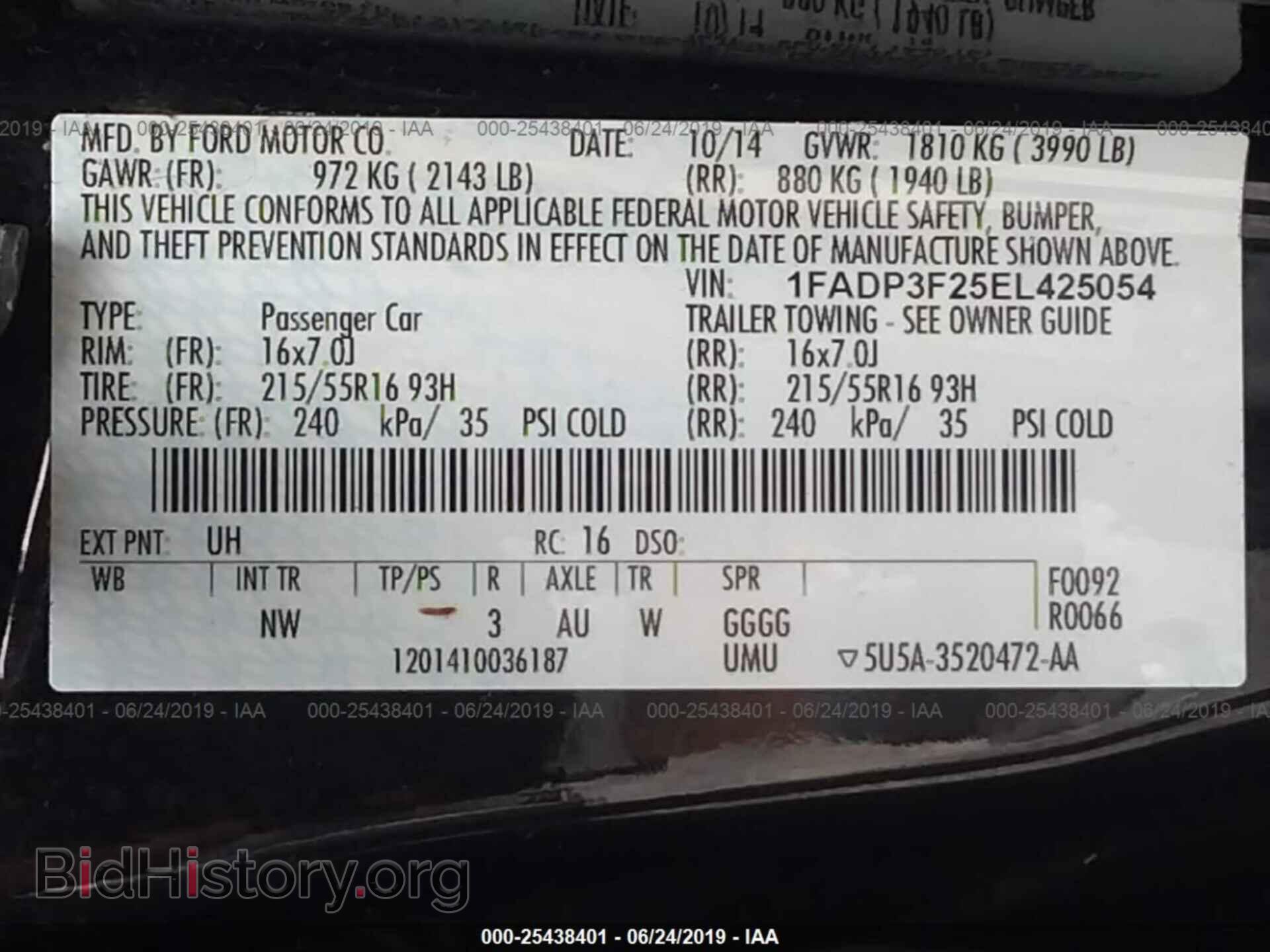2014 FORD FOCUS - VIN: 1FADP3F25EL425054 - Фото 9