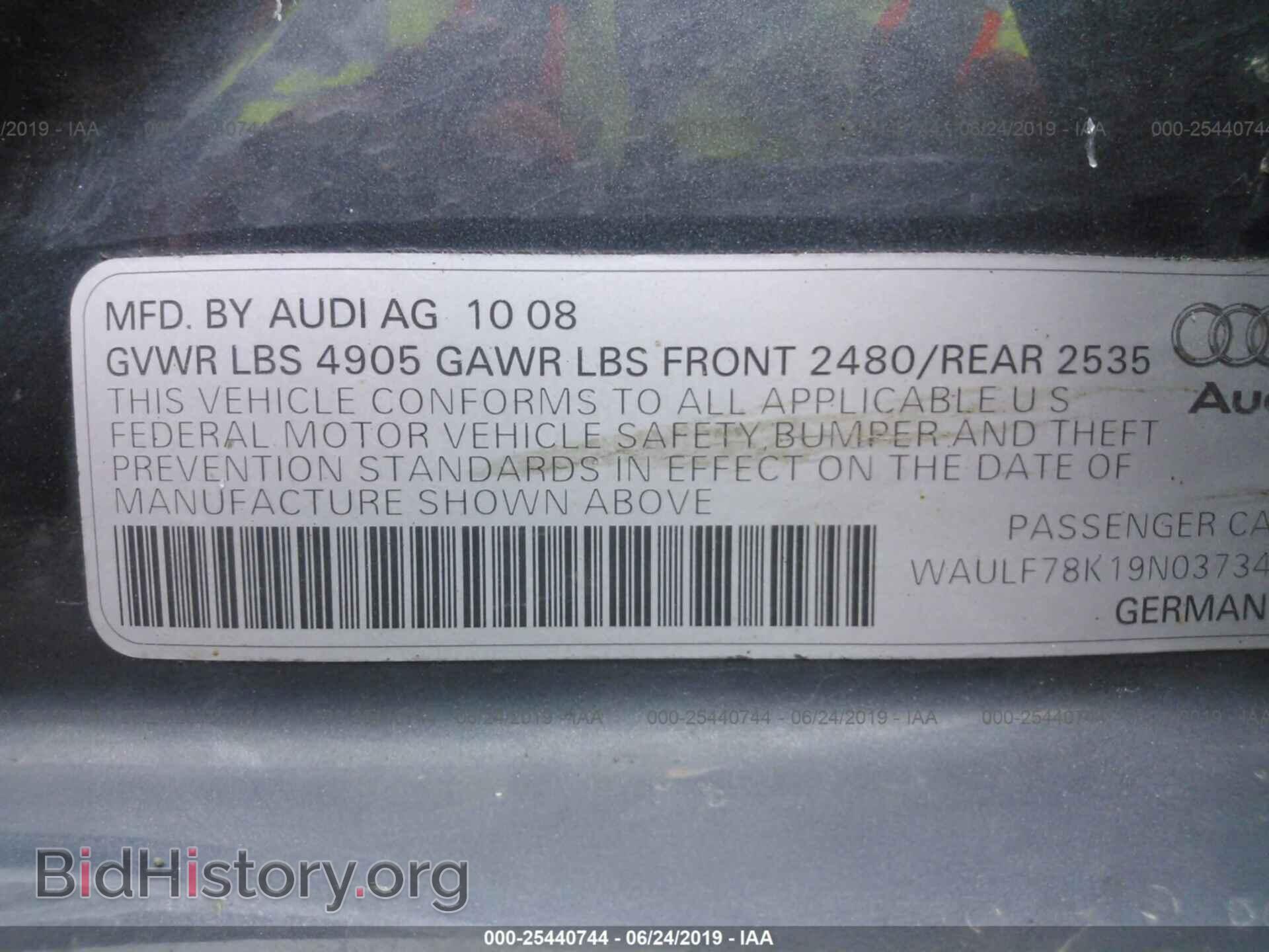 2009 AUDI A4 - VIN: WAULF78K19N037341 - Фото 9