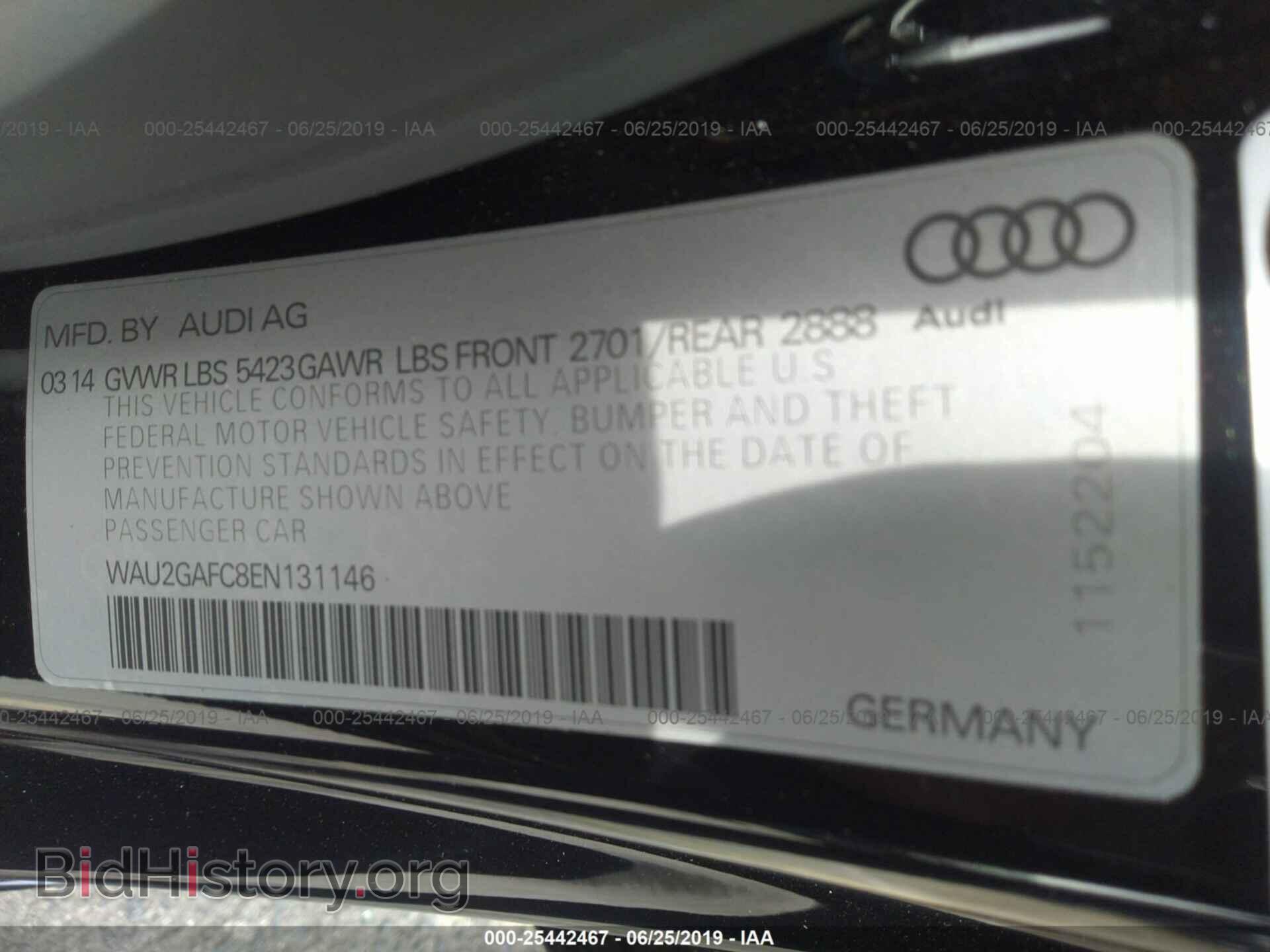 2014 AUDI A7 - VIN: WAU2GAFC8EN131146 - Фото 9