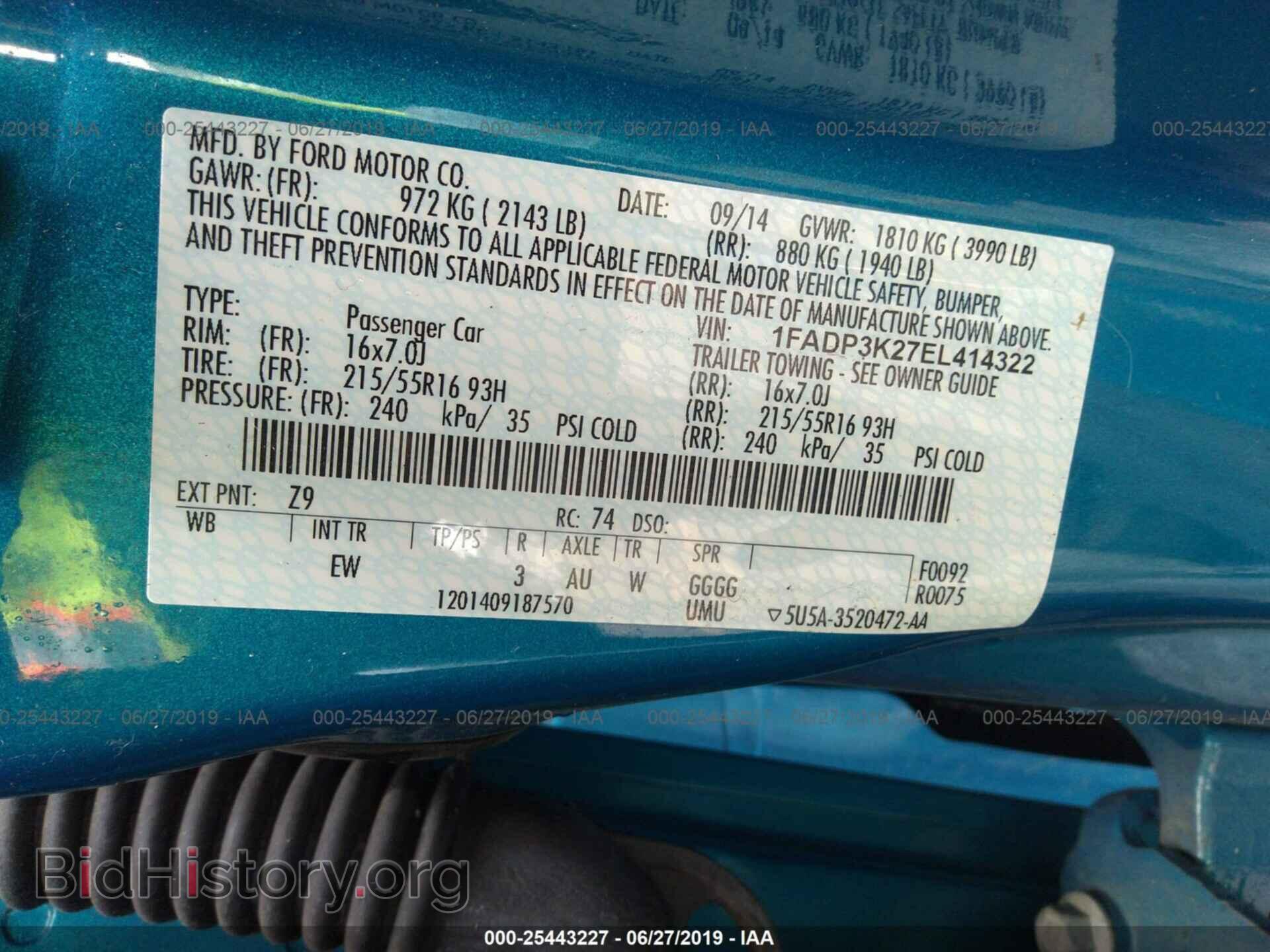 2014 FORD FOCUS - VIN: 1FADP3K27EL414322 - Фото 9