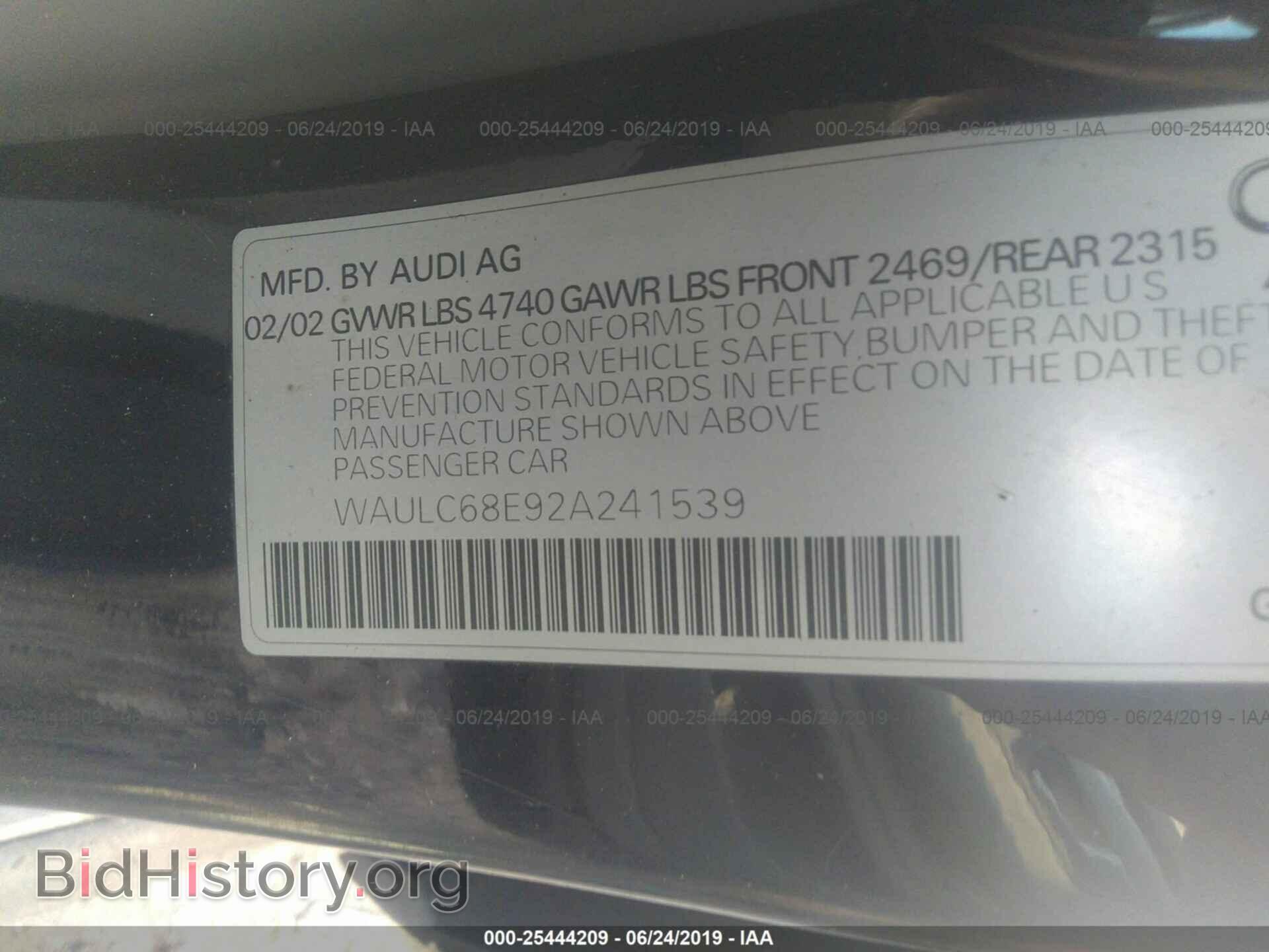 2002 AUDI A4 - VIN: WAULC68E92A241539 - Фото 9