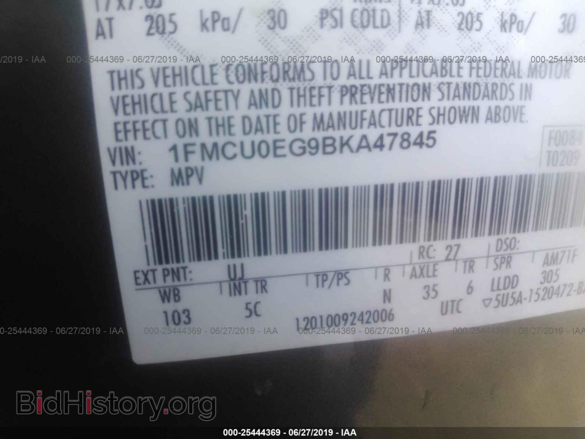2011 FORD ESCAPE - VIN: 1FMCU0EG9BKA47845 - Фото 9