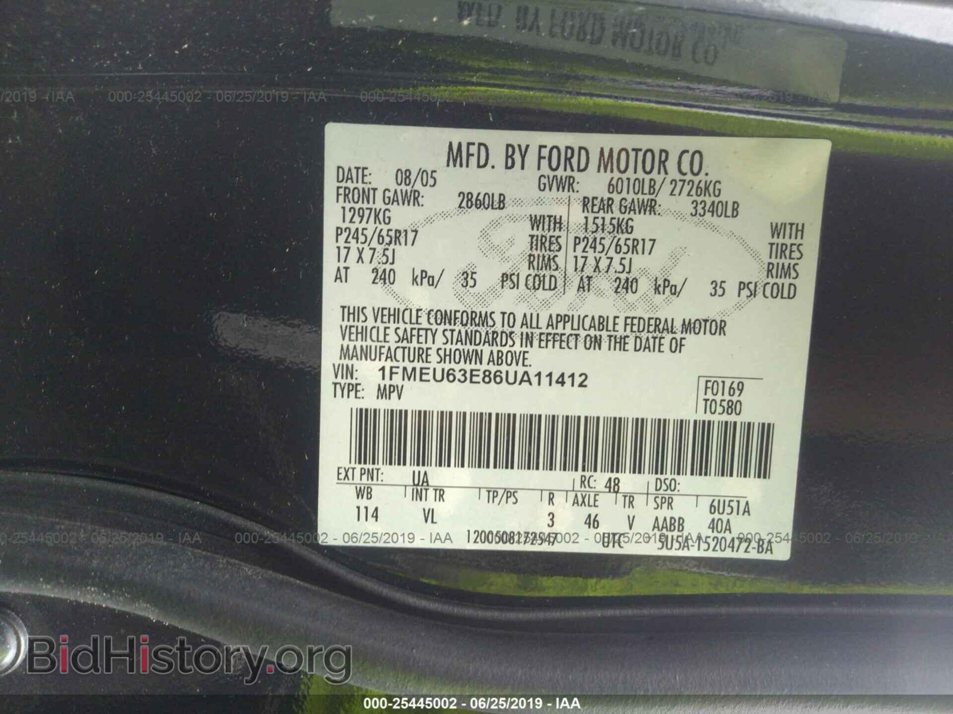 2006 FORD EXPLORER - VIN: 1FMEU63E86UA11412 - Фото 9