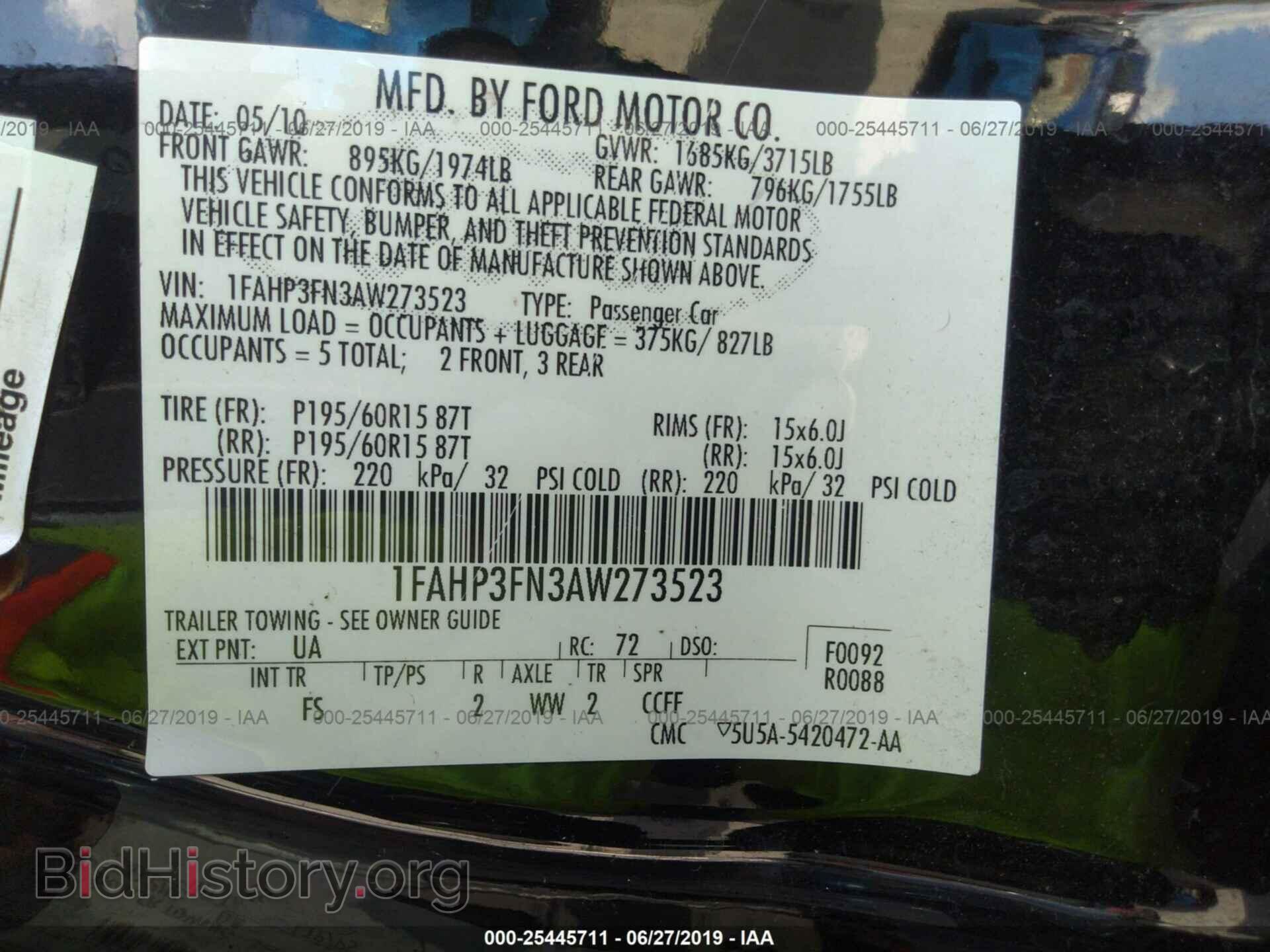 2010 FORD FOCUS - VIN: 1FAHP3FN3AW273523 - Фото 9