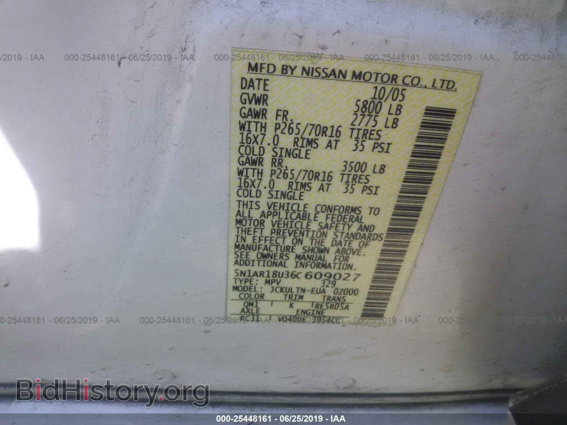 2006 NISSAN PATHFINDER - VIN: 5N1AR18U36C609027 - Фото 9