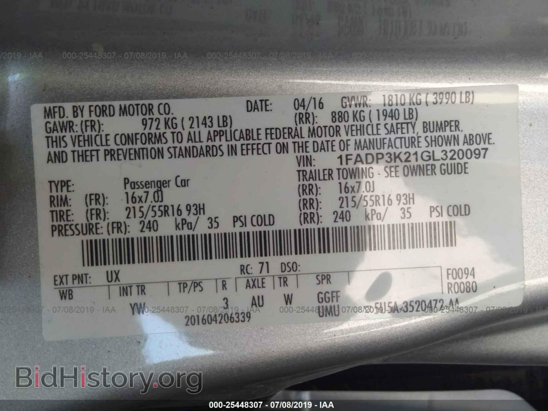 2016 FORD FOCUS - VIN: 1FADP3K21GL320097 - Фото 9