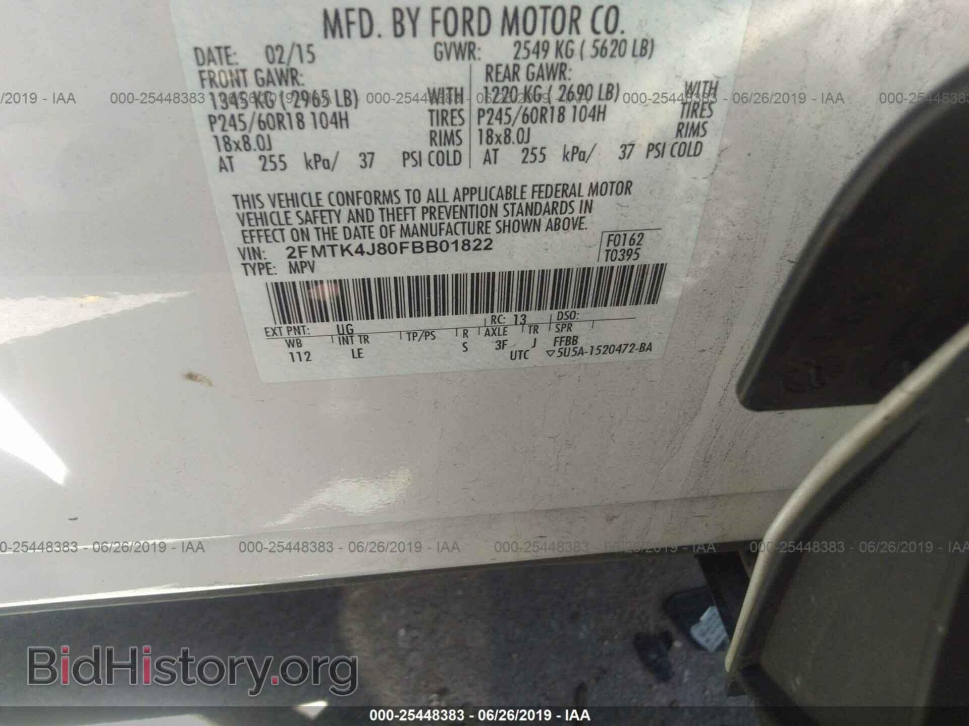 2015 FORD EDGE - VIN: 2FMTK4J80FBB01822 - Фото 9