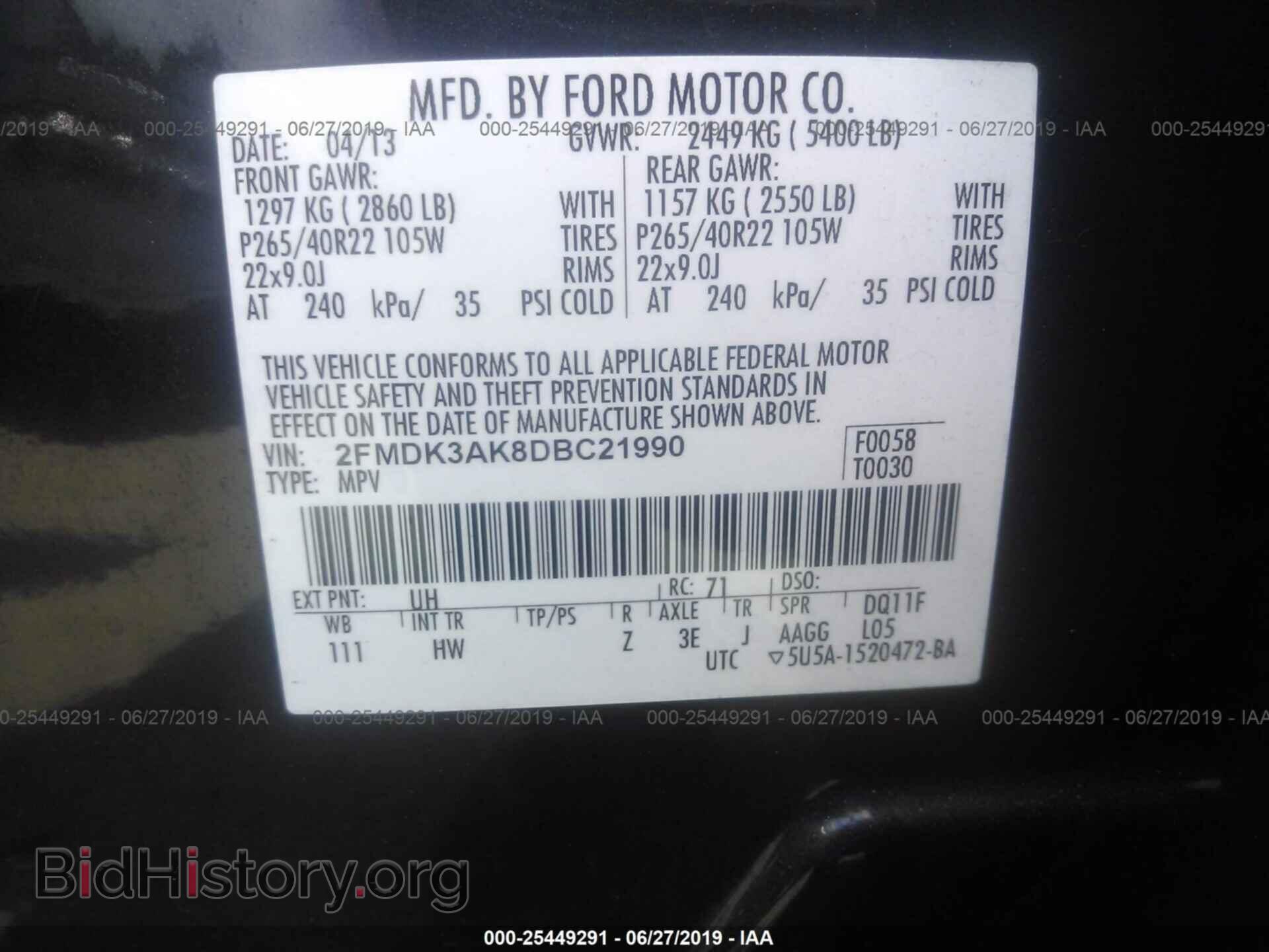2013 FORD EDGE - VIN: 2FMDK3AK8DBC21990 - Photo 9