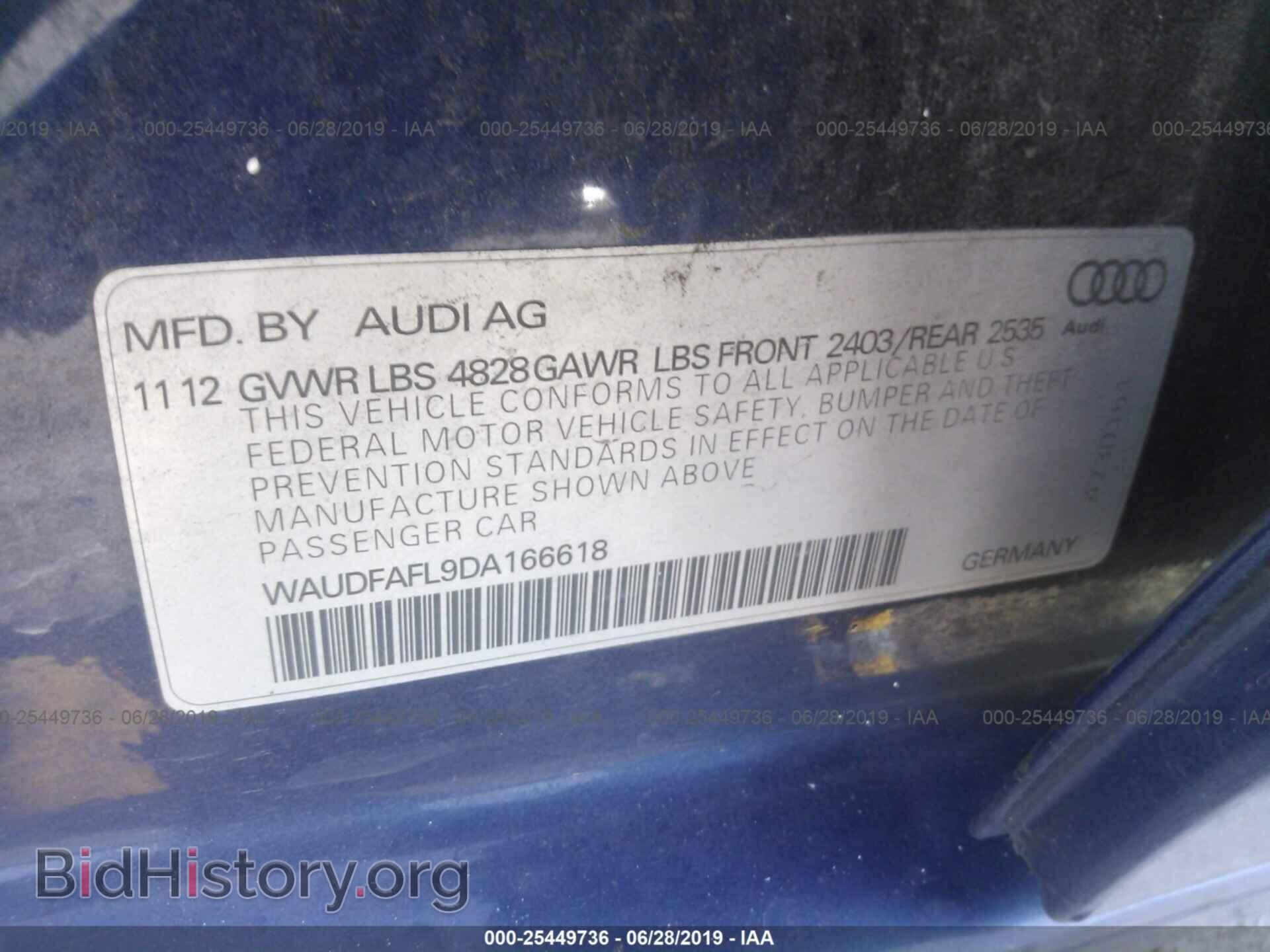 2013 AUDI A4 - VIN: WAUDFAFL9DA166618 - Фото 9
