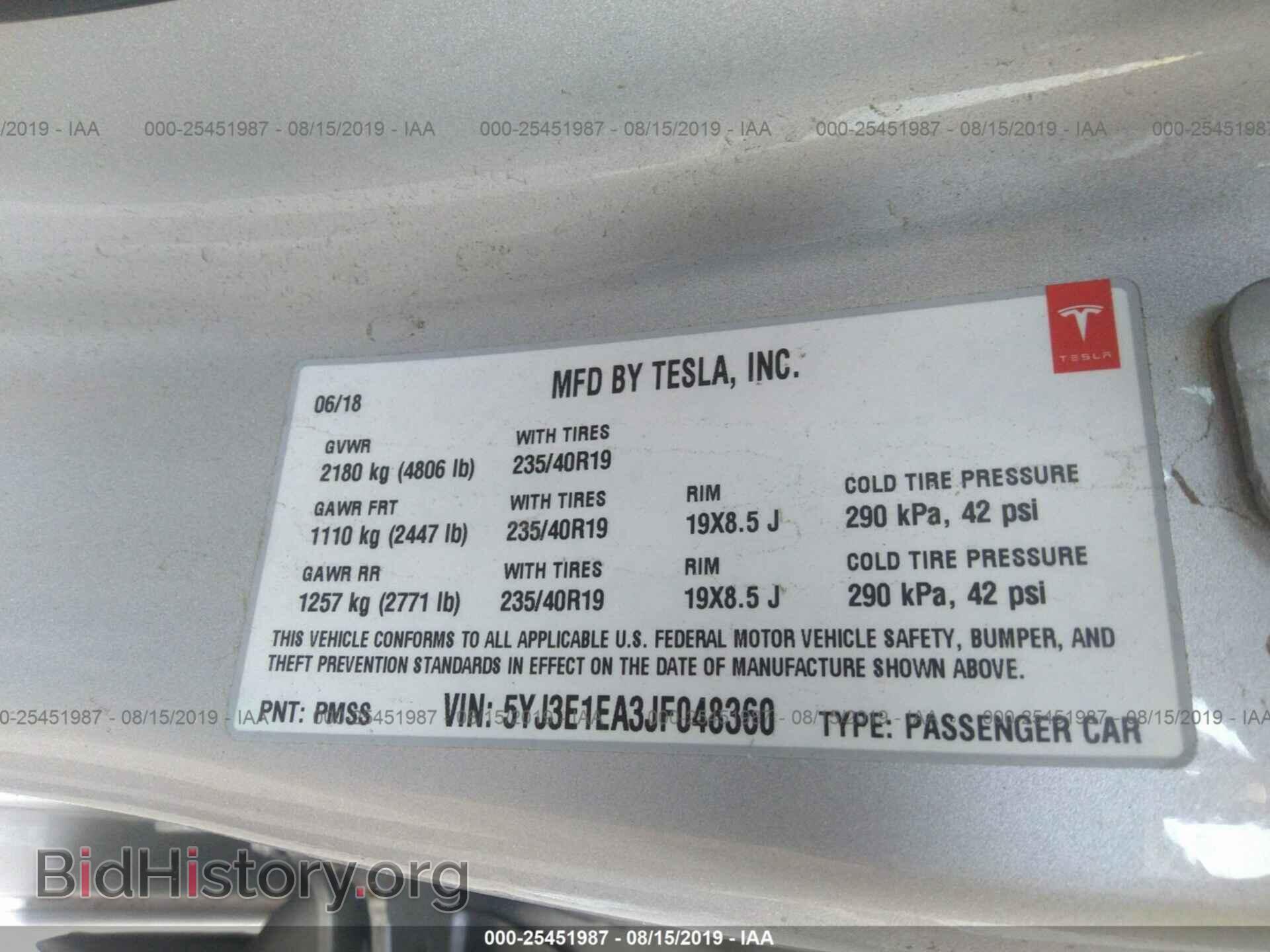 2018 TESLA MODEL 3 - VIN: 5YJ3E1EA3JF048360 - Photo 9