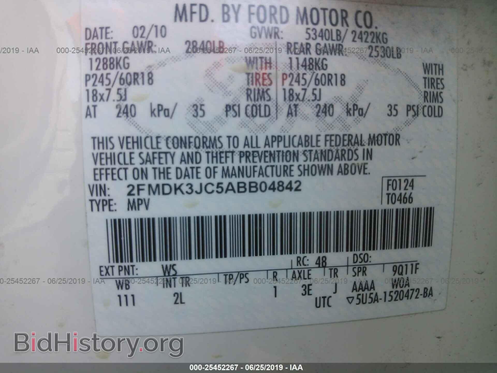 2010 FORD EDGE - VIN: 2FMDK3JC5ABB04842 - Фото 9