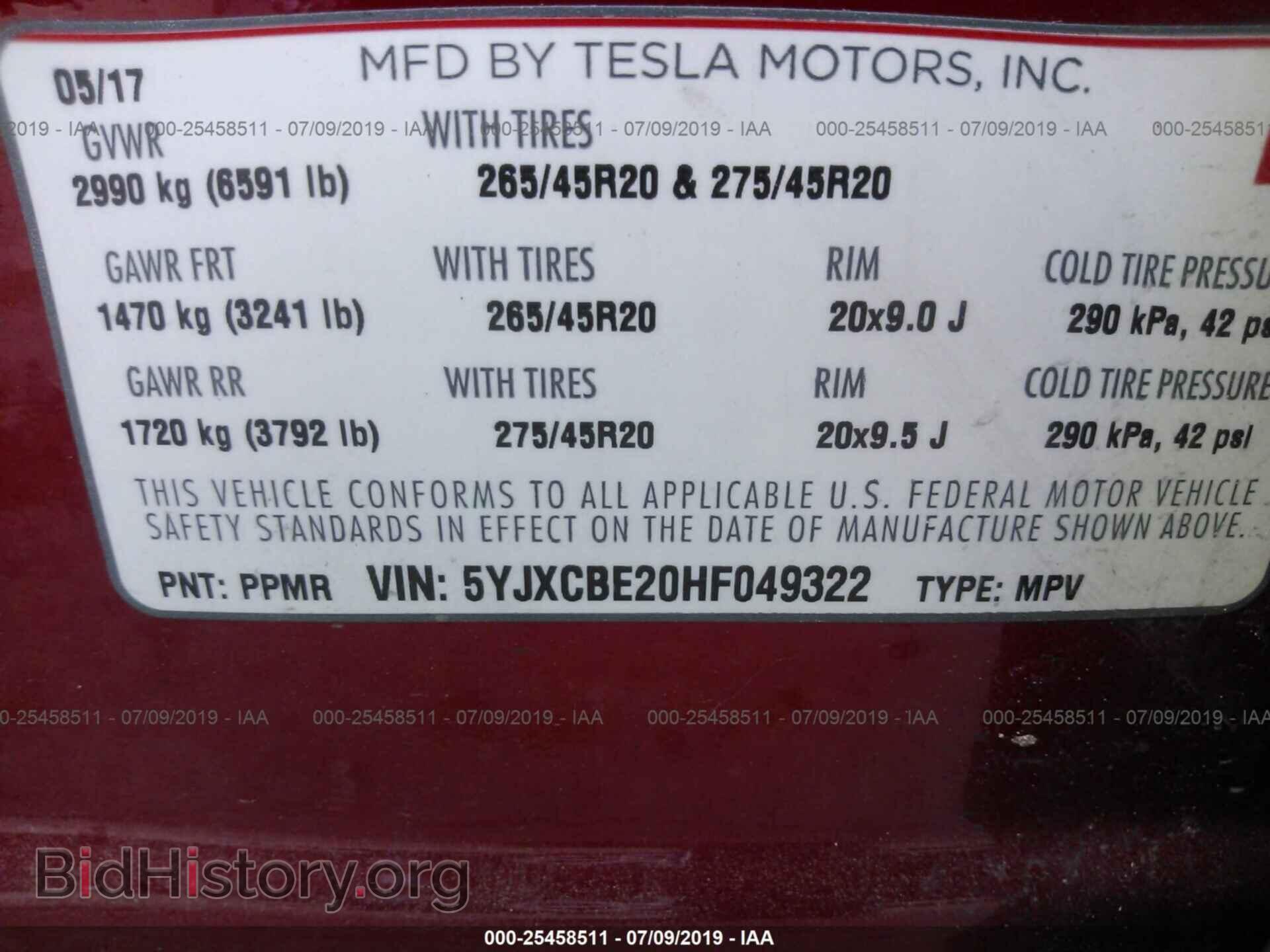 2017 TESLA MODEL X - VIN: 5YJXCBE20HF049322 - Фото 9