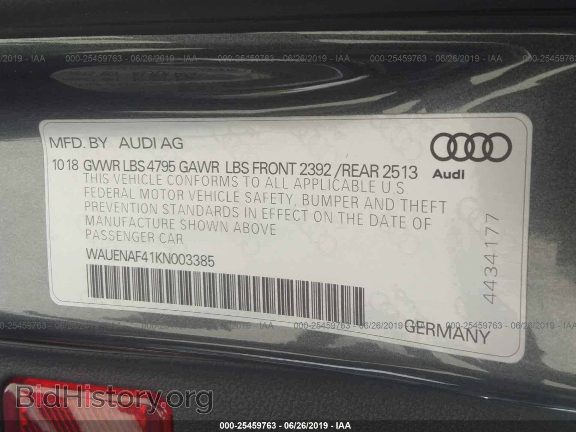 2019 AUDI A4 - VIN: WAUENAF41KN003385 - Фото 9