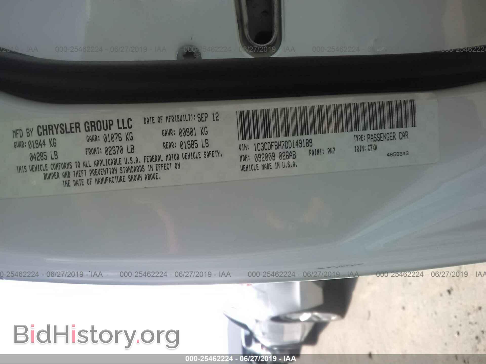2013 DODGE DART - VIN: 1C3CDFBH7DD149189 - Фото 9