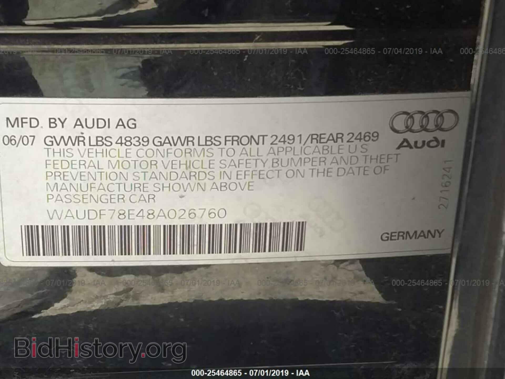 2008 AUDI A4 - VIN: WAUDF78E48A026760 - Фото 9