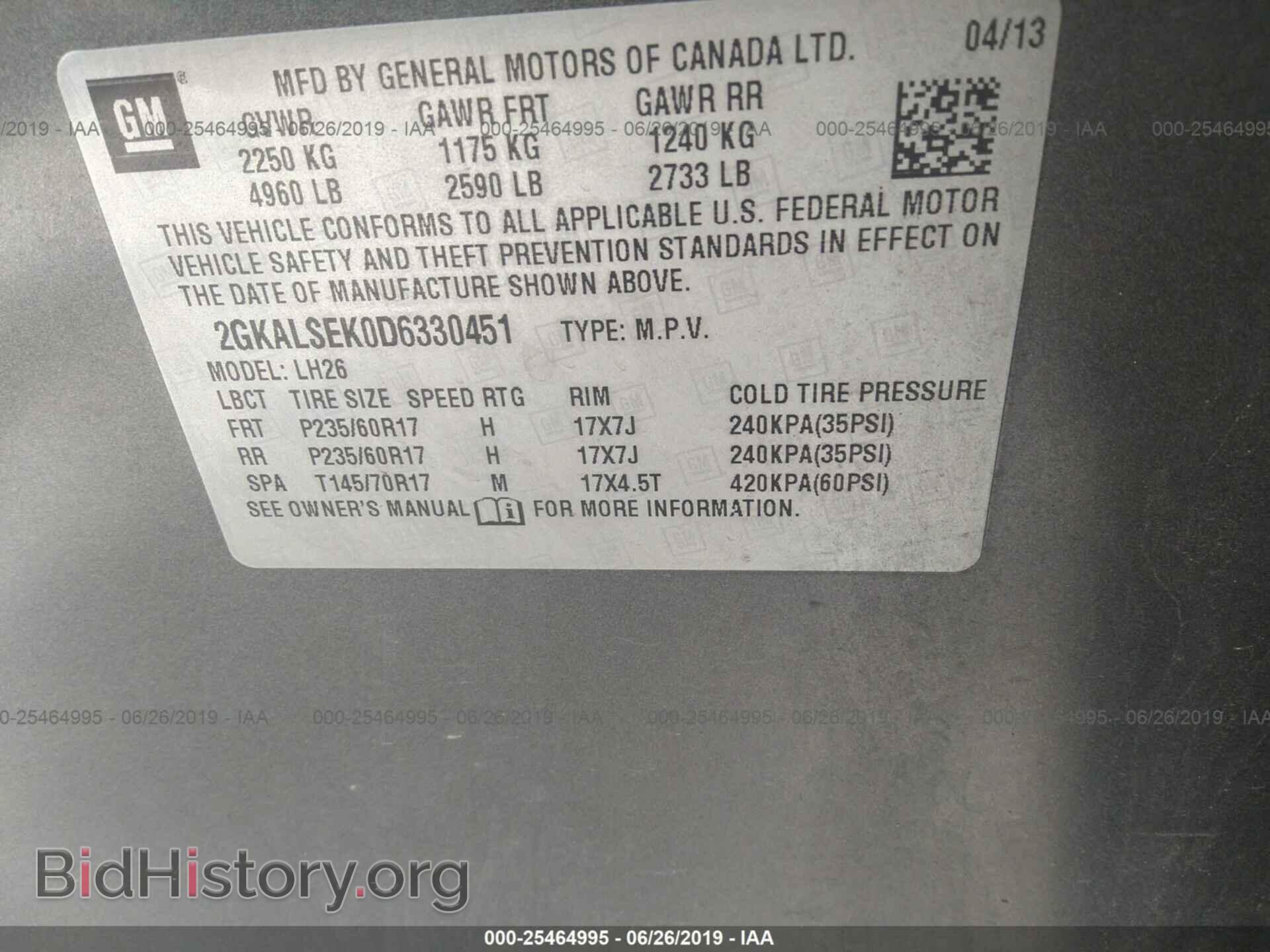 2013 GMC TERRAIN - VIN: 2GKALSEK0D6330451 - Photo 9