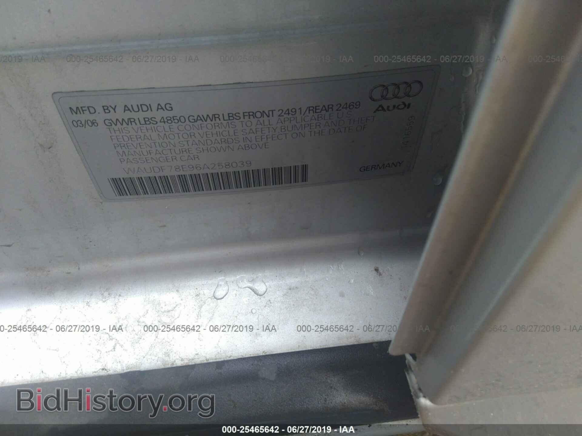 2006 AUDI A4 - VIN: WAUDF78E96A258039 - Фото 9