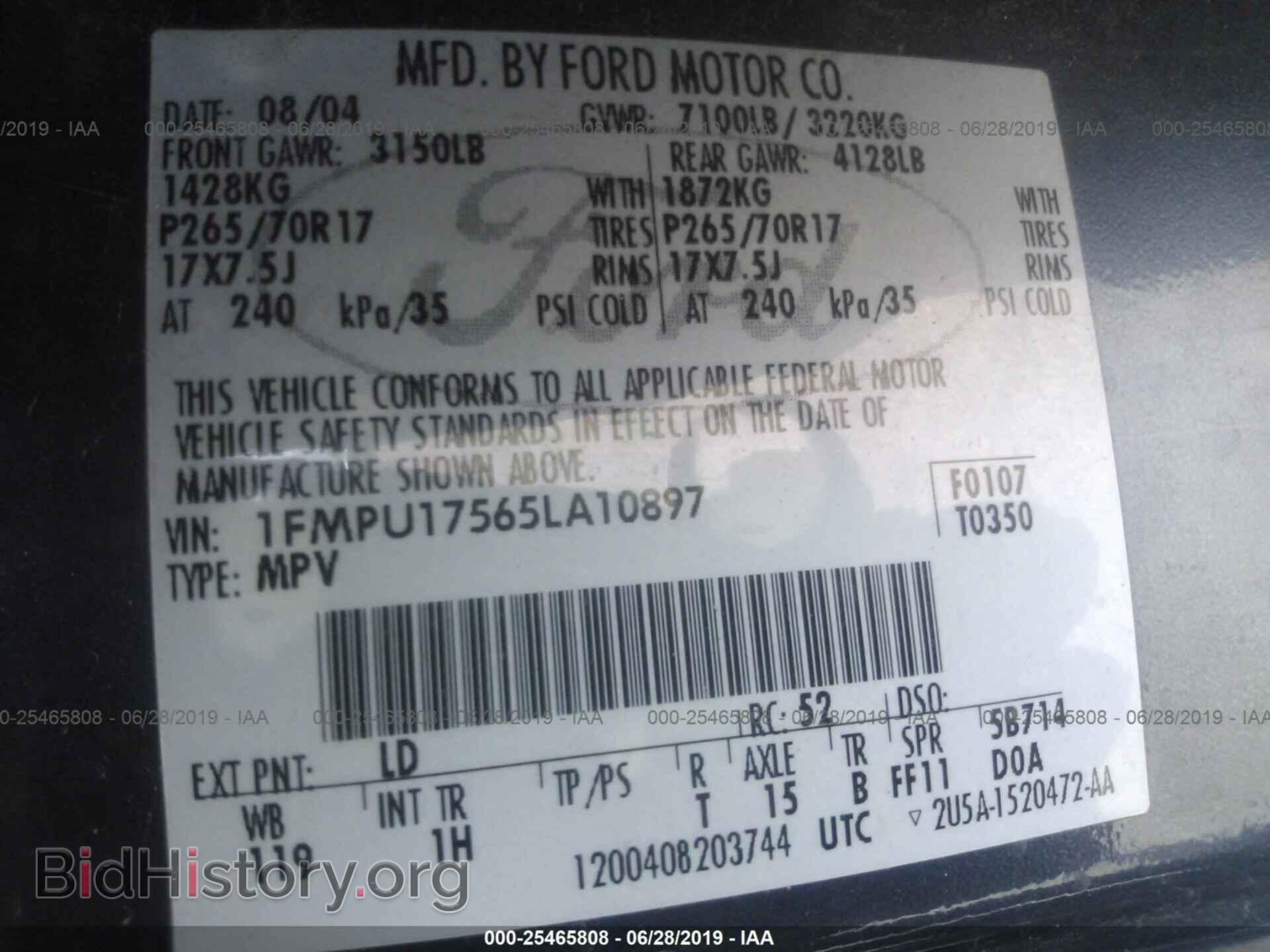 2005 FORD EXPEDITION - VIN: 1FMPU17565LA10897 - Фото 9