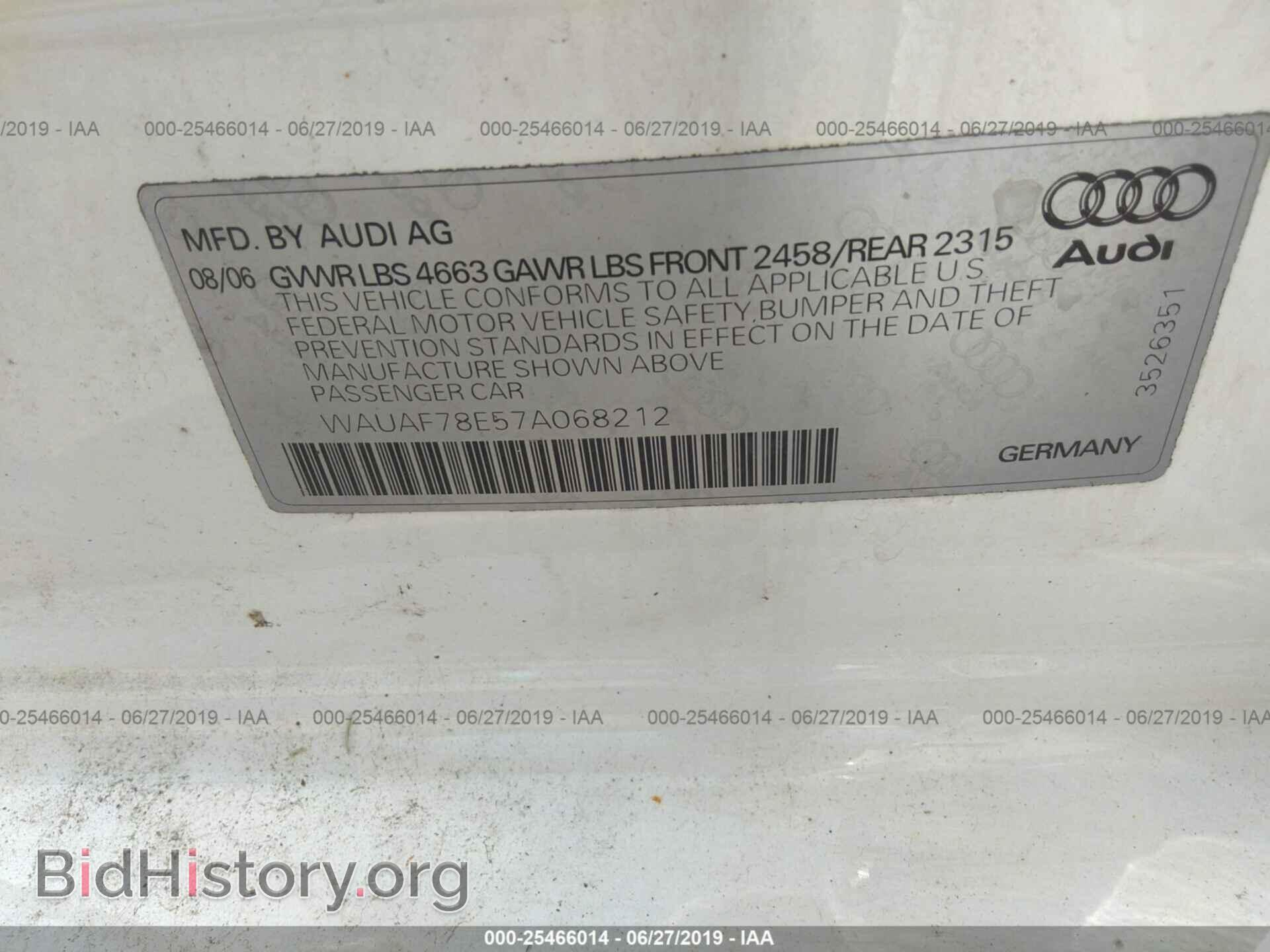 2007 AUDI A4 - VIN: WAUAF78E57A068212 - Фото 9
