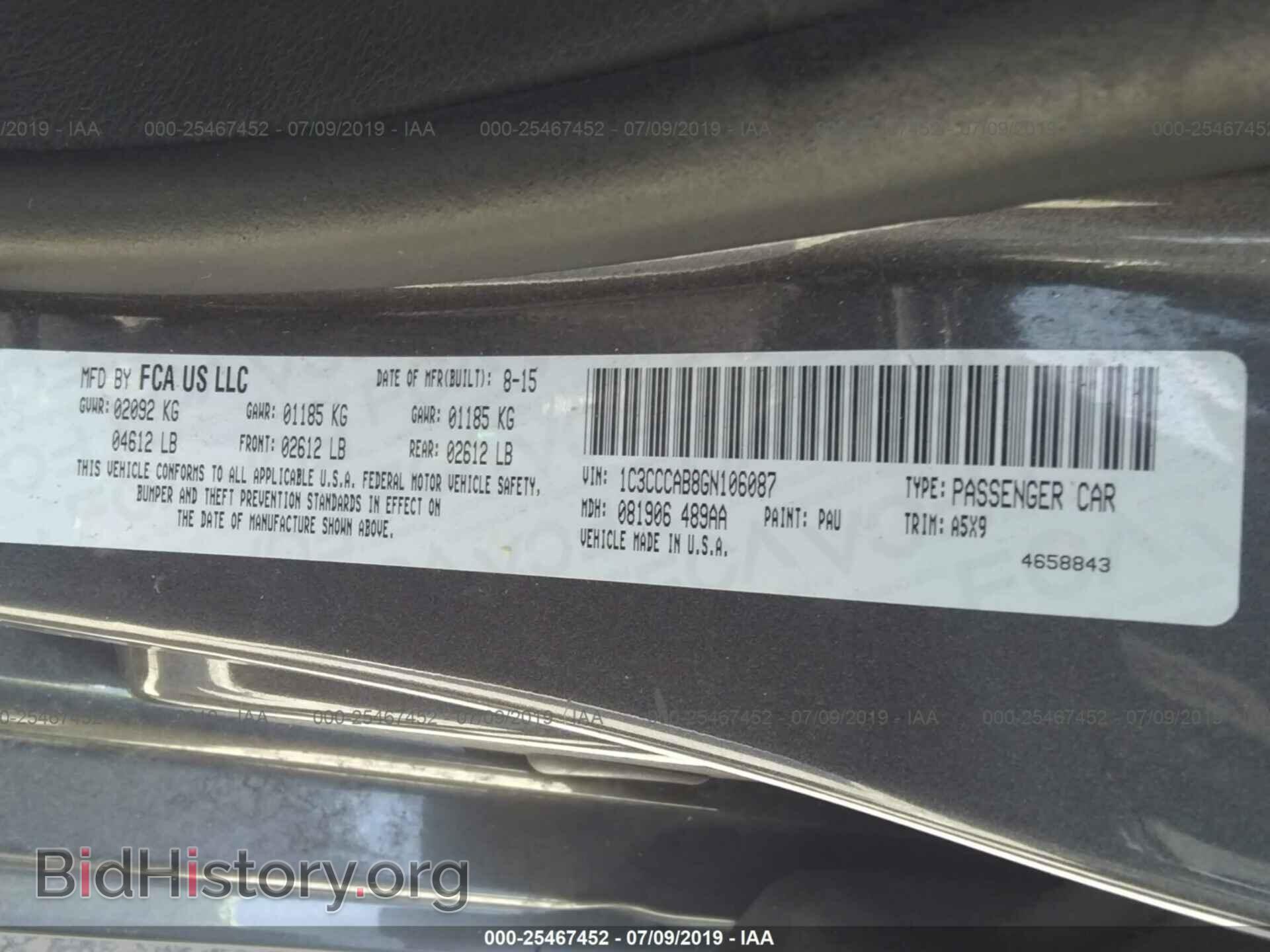 2016 CHRYSLER 200 - VIN: 1C3CCCAB8GN106087 - Фото 9