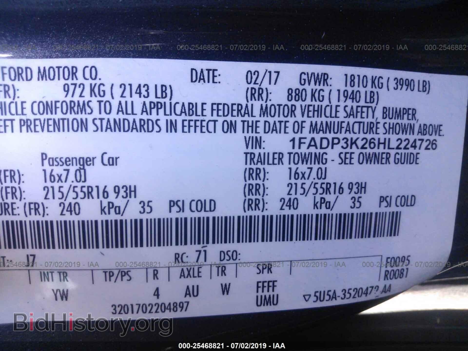 2017 FORD FOCUS - VIN: 1FADP3K26HL224726 - Фото 9