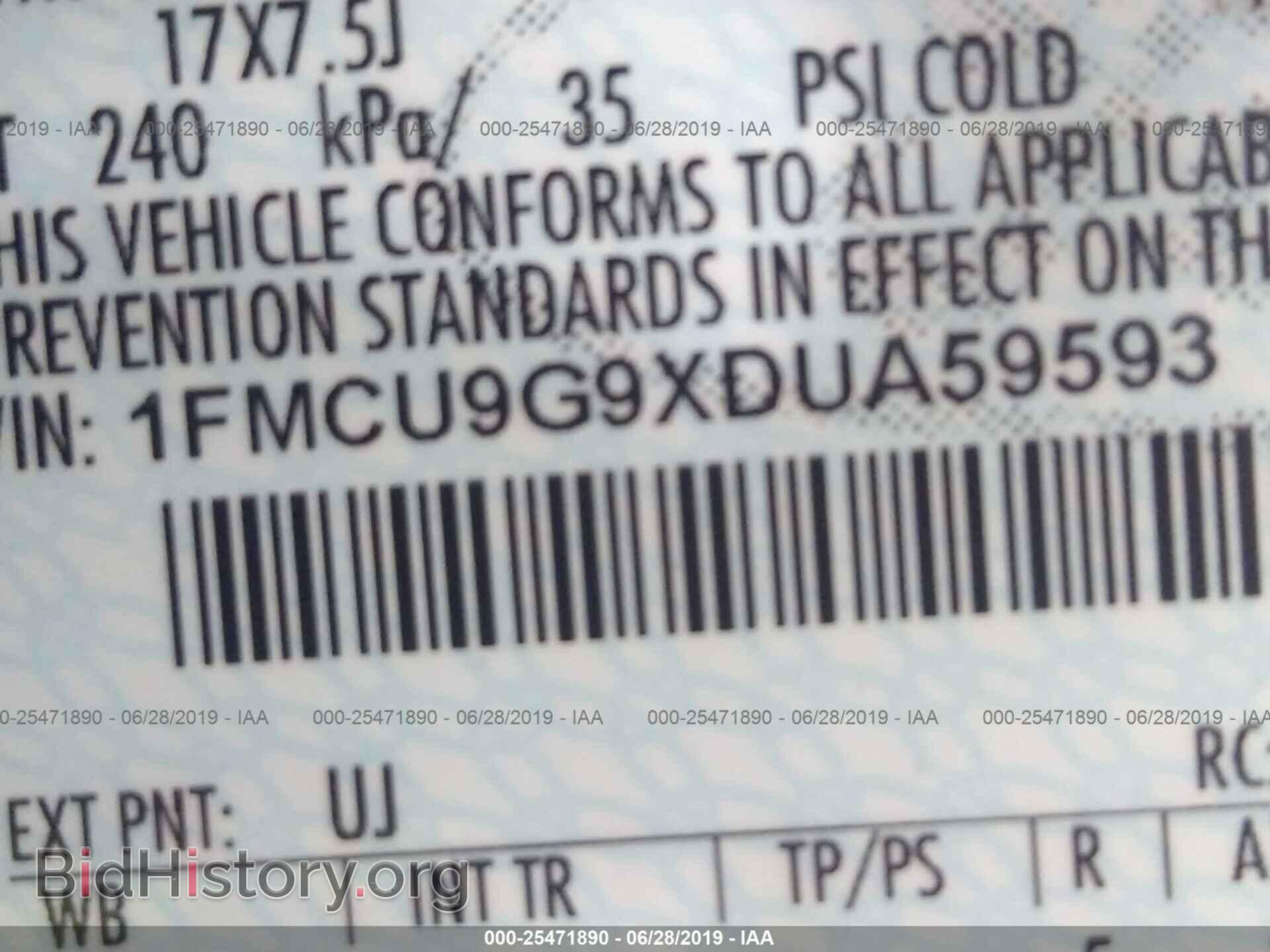 2013 FORD ESCAPE - VIN: 1FMCU9G9XDUA59593 - Фото 9