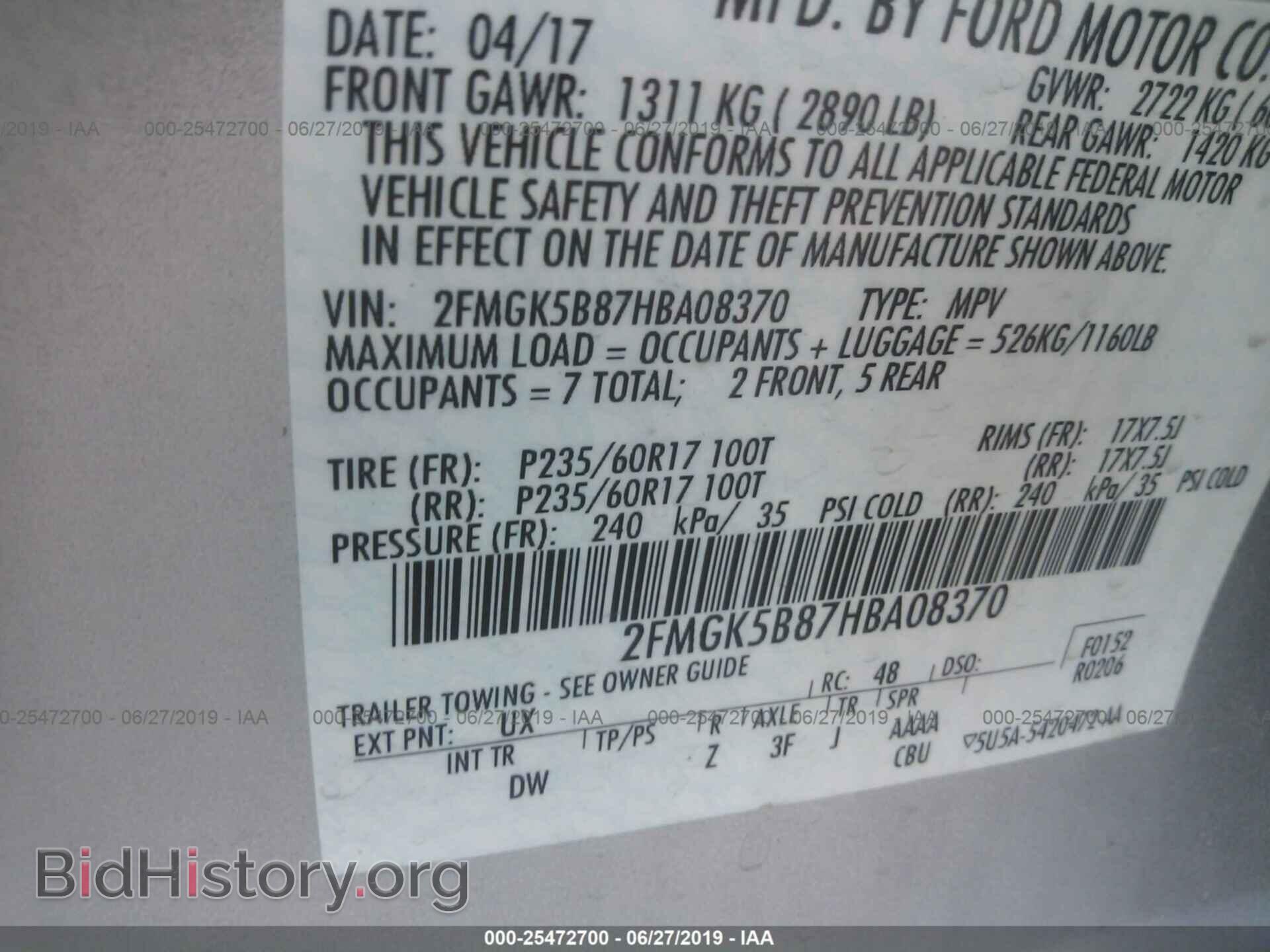 2017 FORD FLEX - VIN: 2FMGK5B87HBA08370 - Photo 9