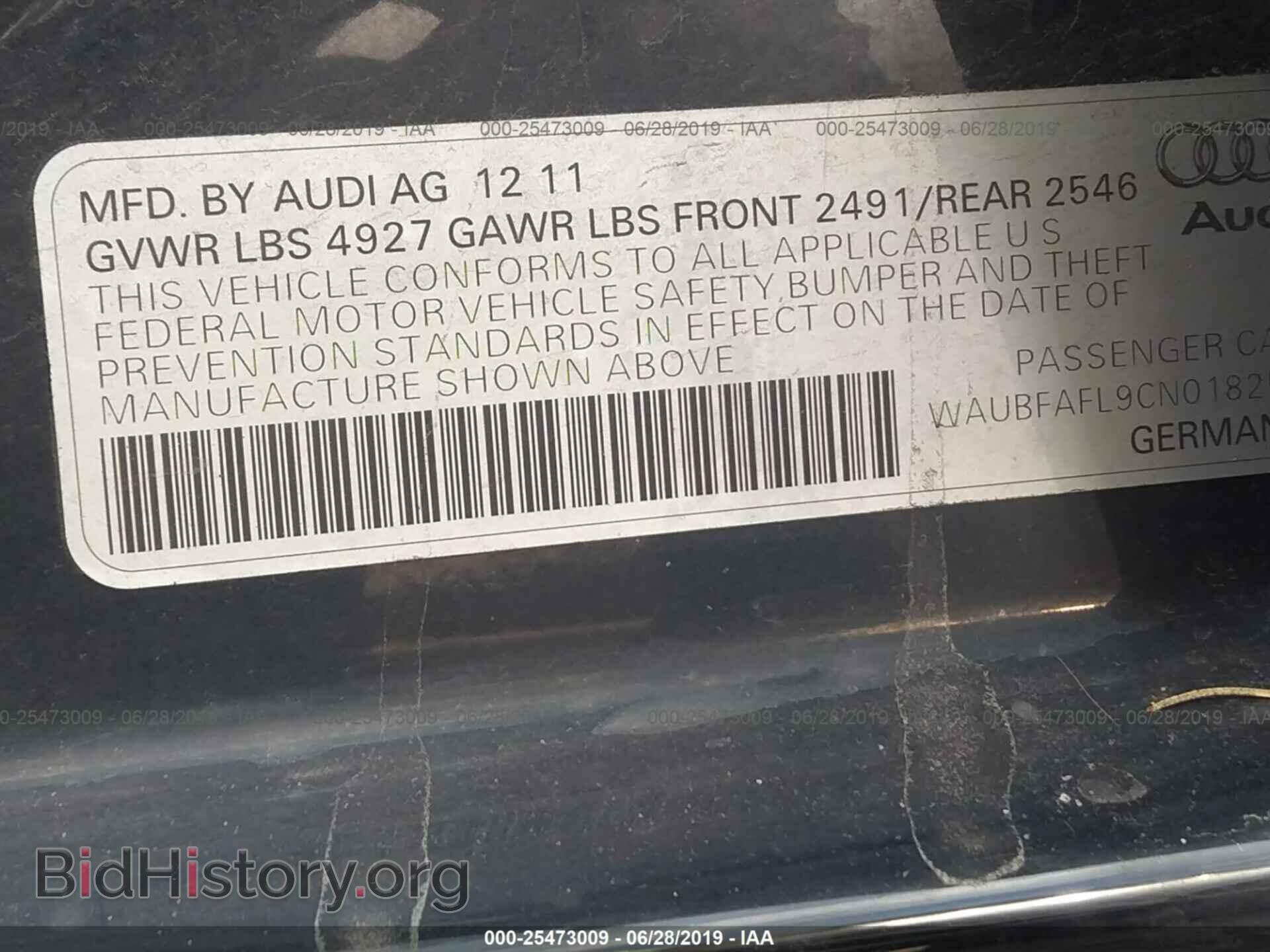 2012 AUDI A4 - VIN: WAUBFAFL9CN018256 - Фото 9