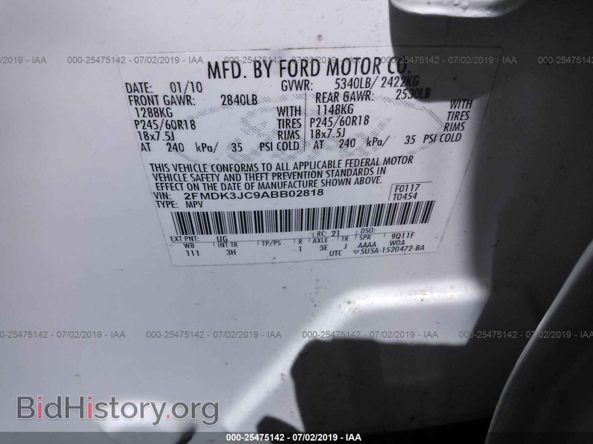 2010 FORD EDGE - VIN: 2FMDK3JC9ABB02818 - Photo 9