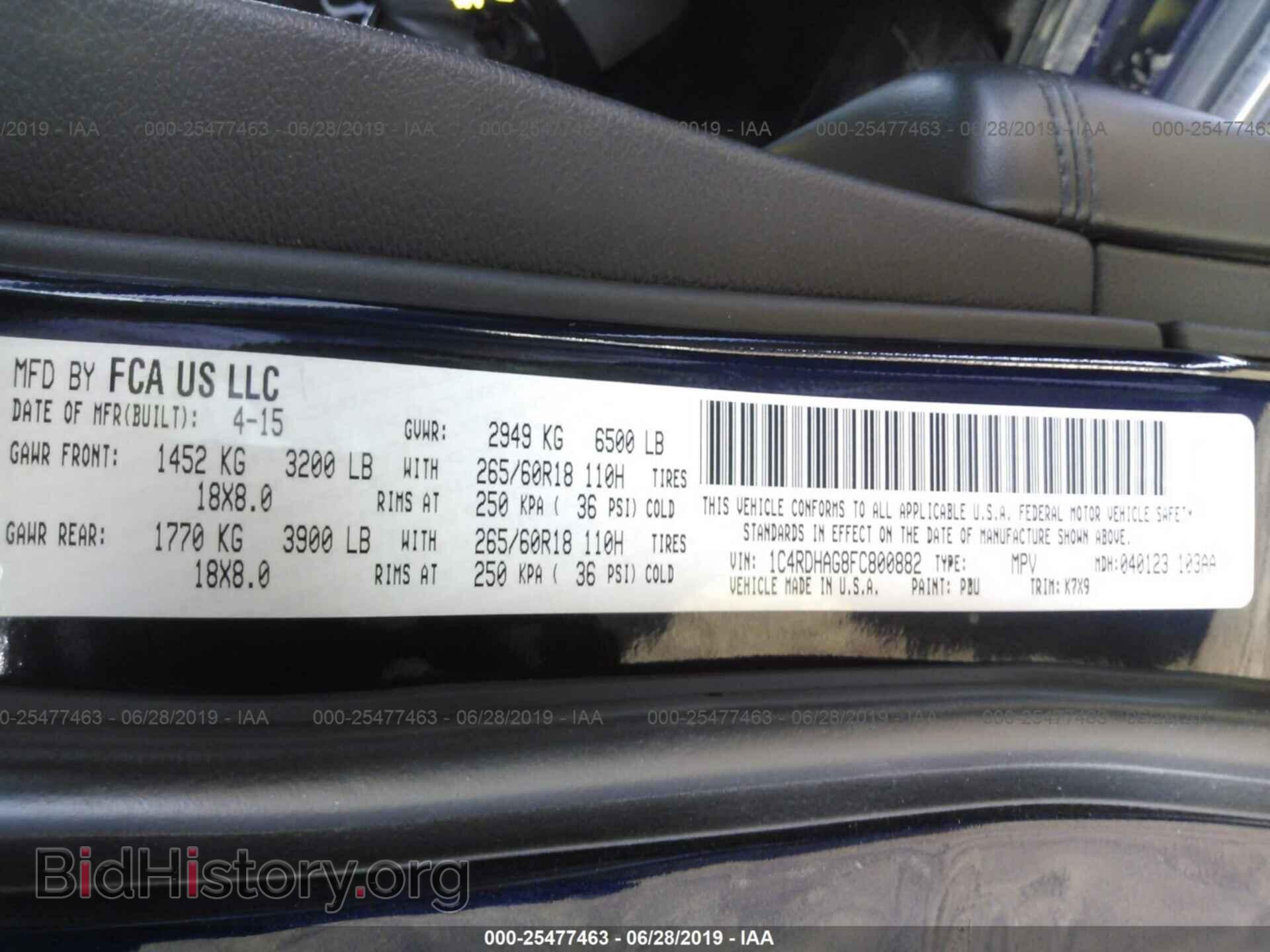 2015 DODGE DURANGO - VIN: 1C4RDHAG8FC800882 - Фото 9