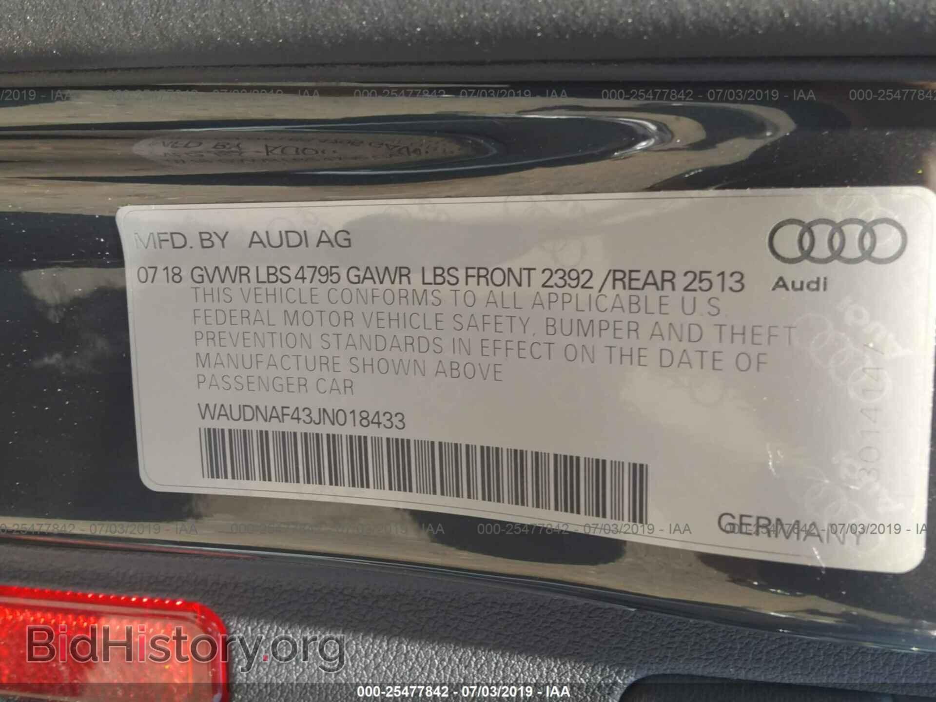 2018 AUDI A4 - VIN: WAUDNAF43JN018433 - Photo 9