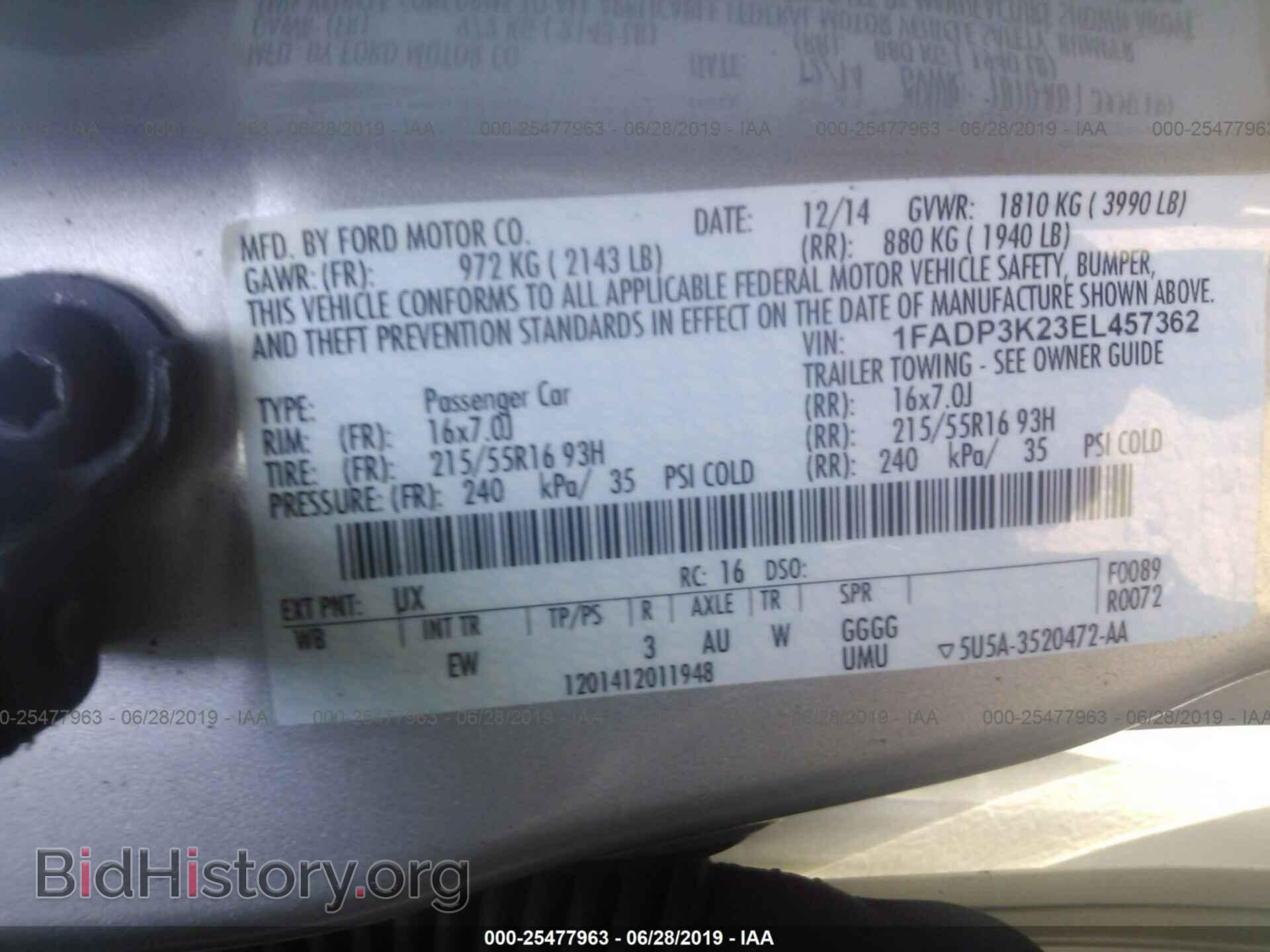 2014 FORD FOCUS - VIN: 1FADP3K23EL457362 - Фото 9