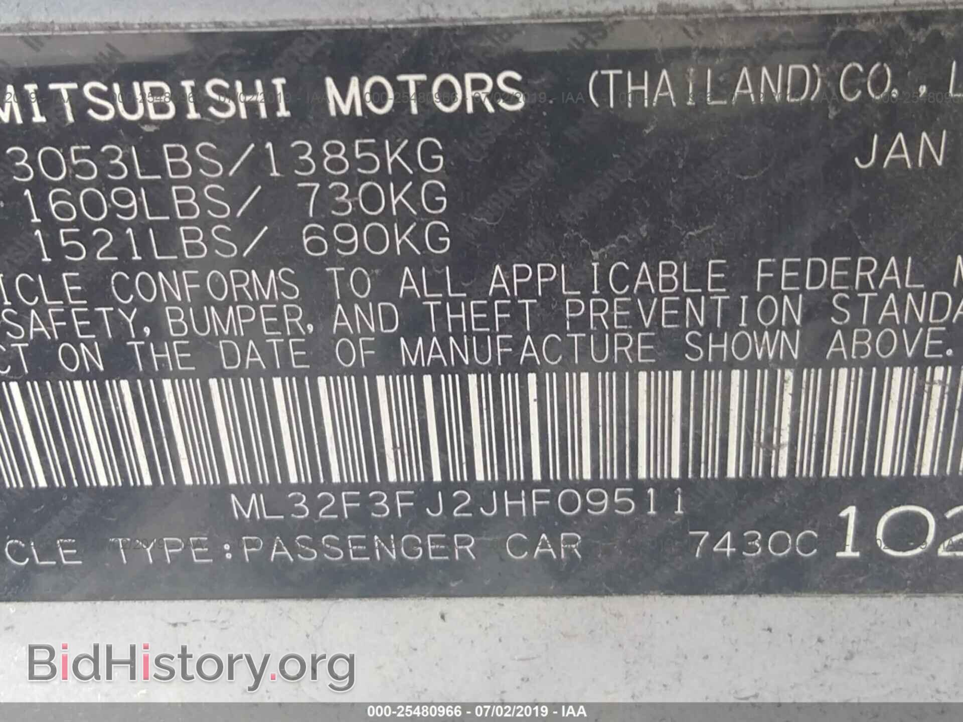 2018 MITSUBISHI MIRAGE - VIN: ML32F3FJ2JHF09511 - Фото 9