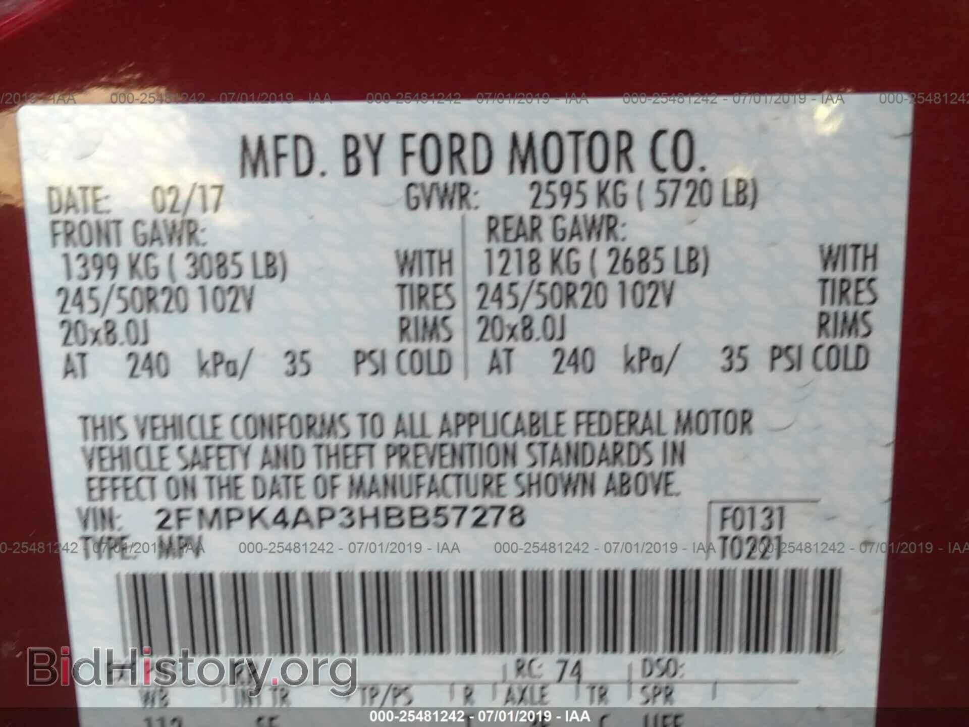 2017 FORD EDGE - VIN: 2FMPK4AP3HBB57278 - Фото 9