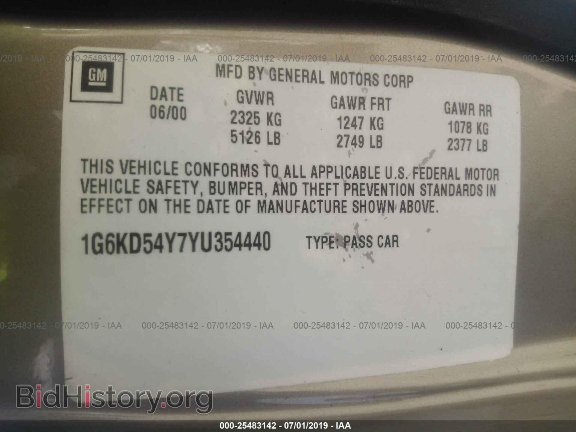 2000 CADILLAC DEVILLE - VIN: 1G6KD54Y7YU354440 - Фото 9