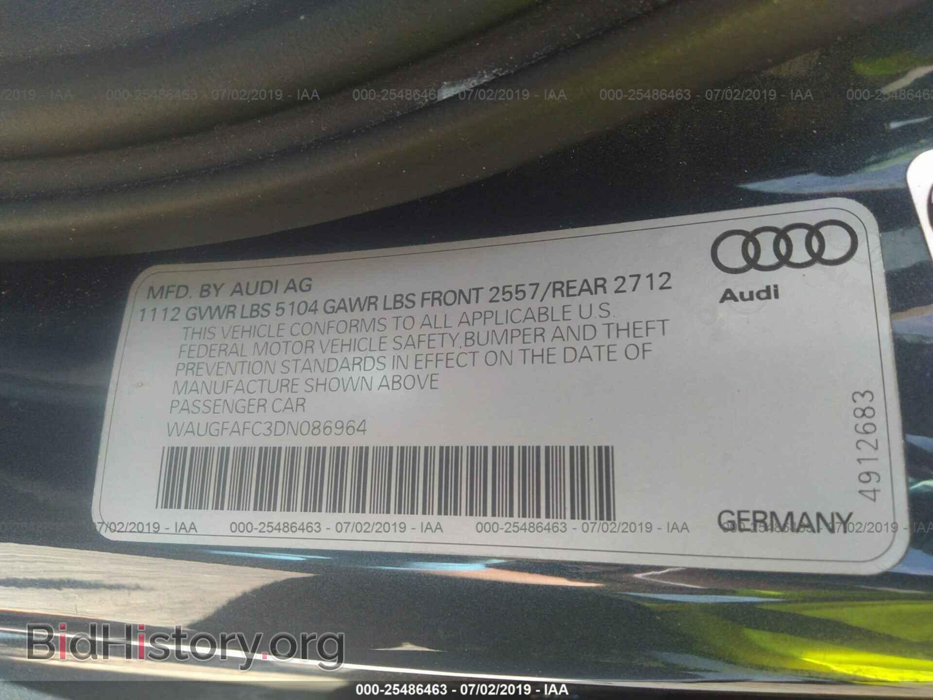 2013 AUDI A6 - VIN: WAUGFAFC3DN086964 - Фото 9
